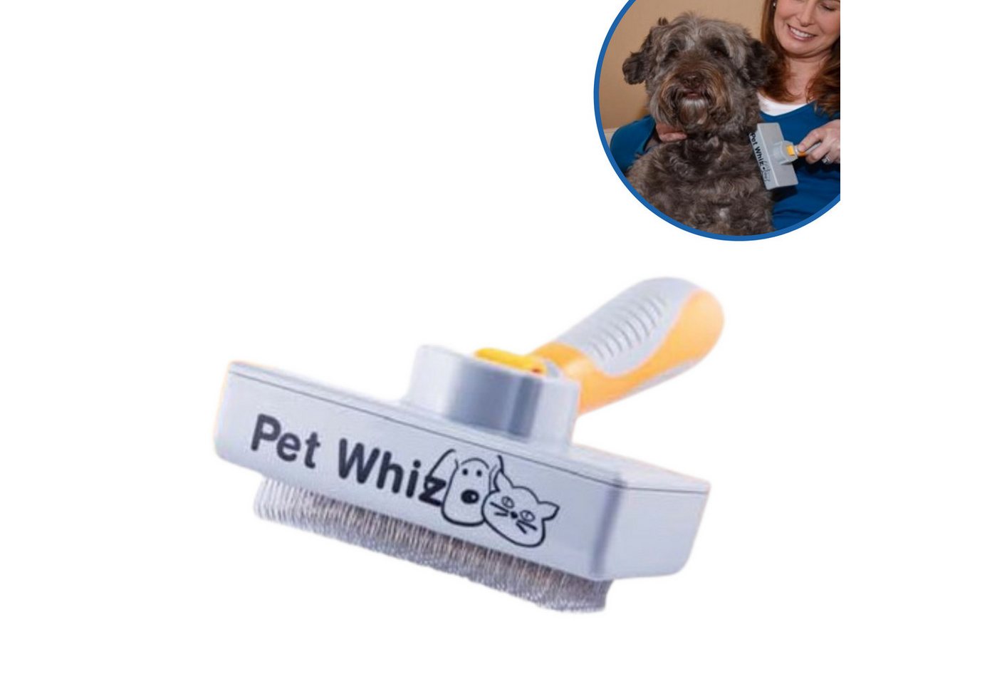 Best Direct® Fellbürste Pet Whiz Tierbürste, Metall, Gummi, (1-tlg), selbstreinigende Bürste für Hunde und Katzen, 19x11cm, Perlendesign