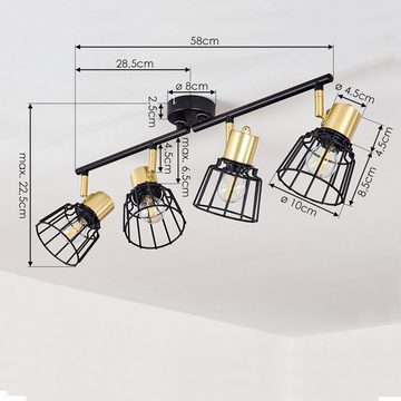 hofstein Deckenleuchte »Mure« Zimmerlampe aus Metall in Schwarz/Gold, ohne Leuchtmittel, Retro Deckenlampe, 4xE14, Leuchtenköpfe sind beliebig dreh-/schwenkbar