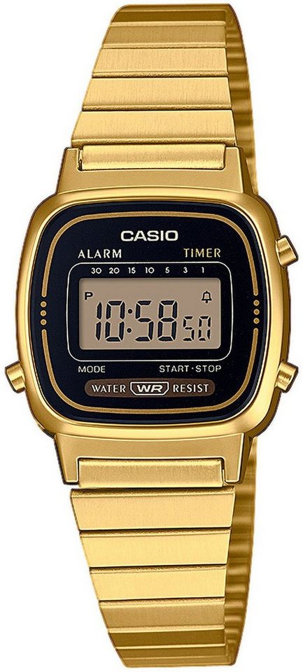 CASIO VINTAGE Chronograph LA670WEGA-1EF, Armband aus Edelstahl, goldfb.  IP-beschichtet