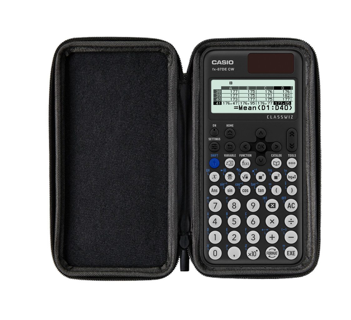 CASIO Taschenrechner fx-87DE CW inkl. Schutztasche Pink & Fachbuch (160 Seiten, DIN A5)