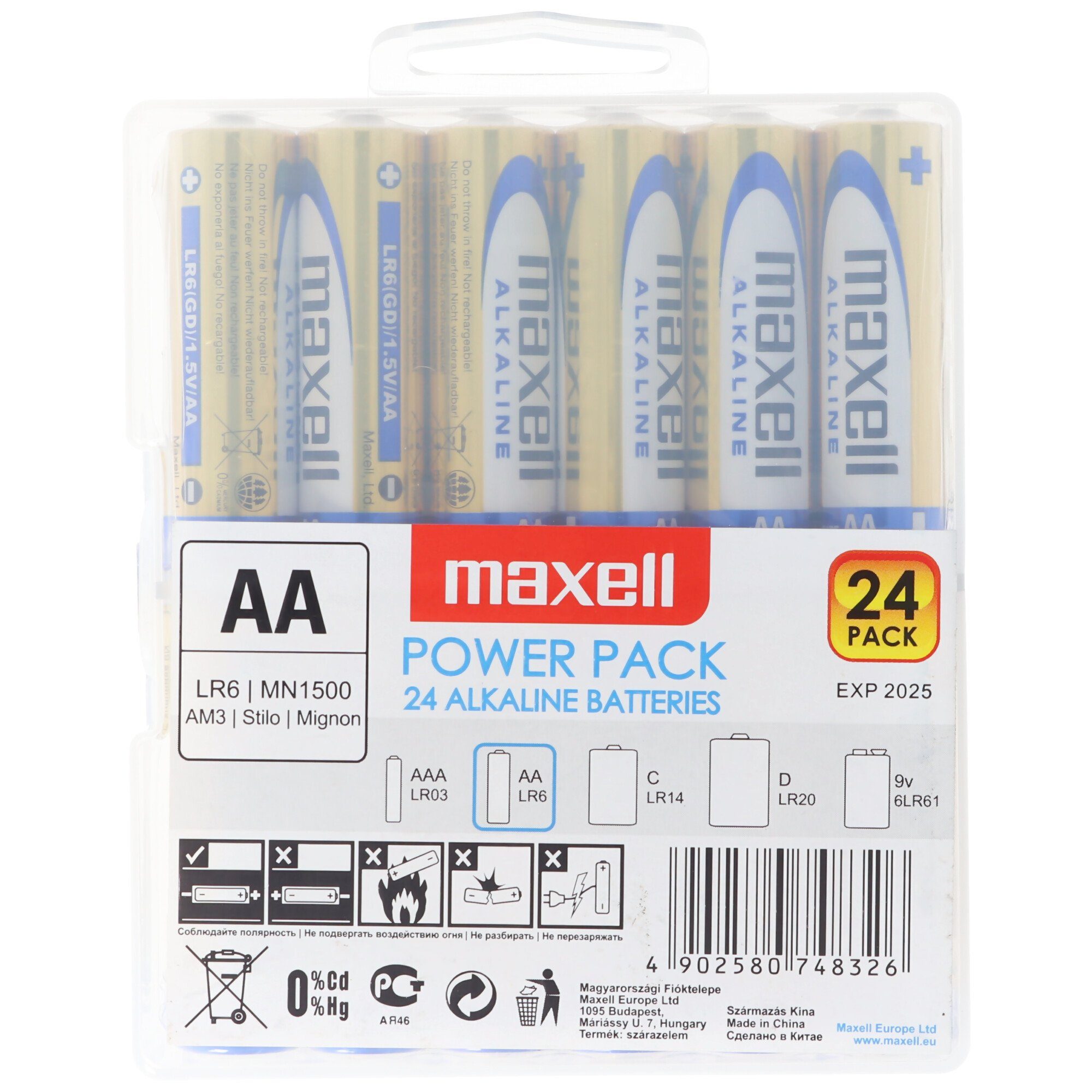 Aufbewahrungsb Batterie, Mignon AA 24er Maxell V) inklusive Sparpack Batterien LR6 Maxell (1,5