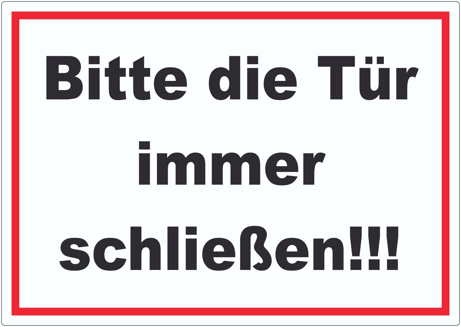 Aufkleber Aufkleber Bitte die Tür immer schließen schwarz-weiss-rot