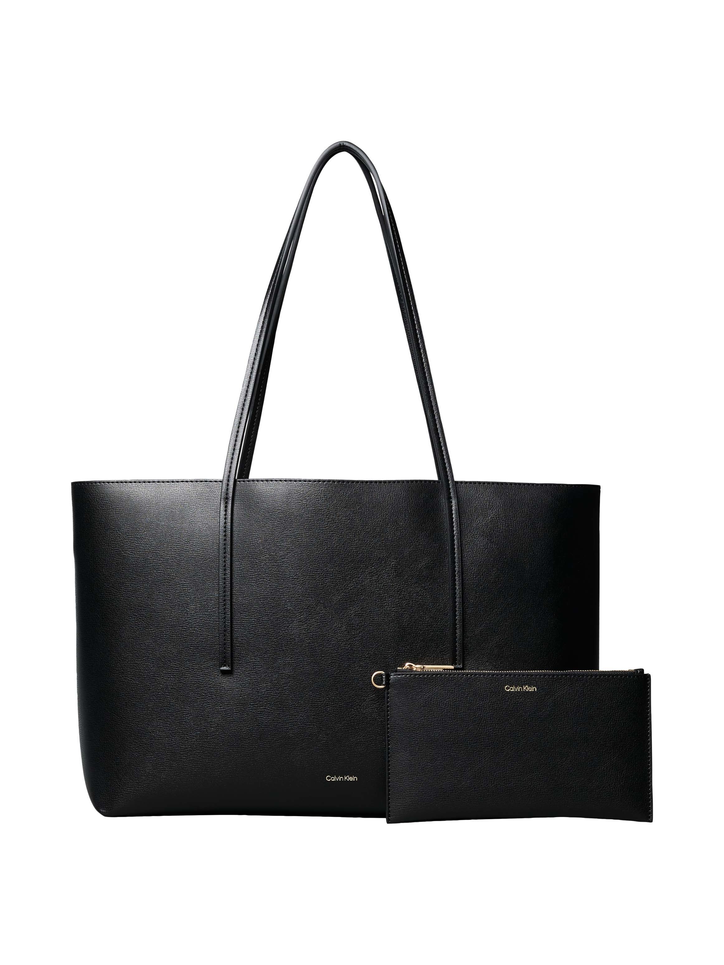 Calvin Klein Henkeltasche FOIL LOGO TOTE W/POUCH (2-tlg), Damen-Schultertasche mit Reißverschluss-Tasche