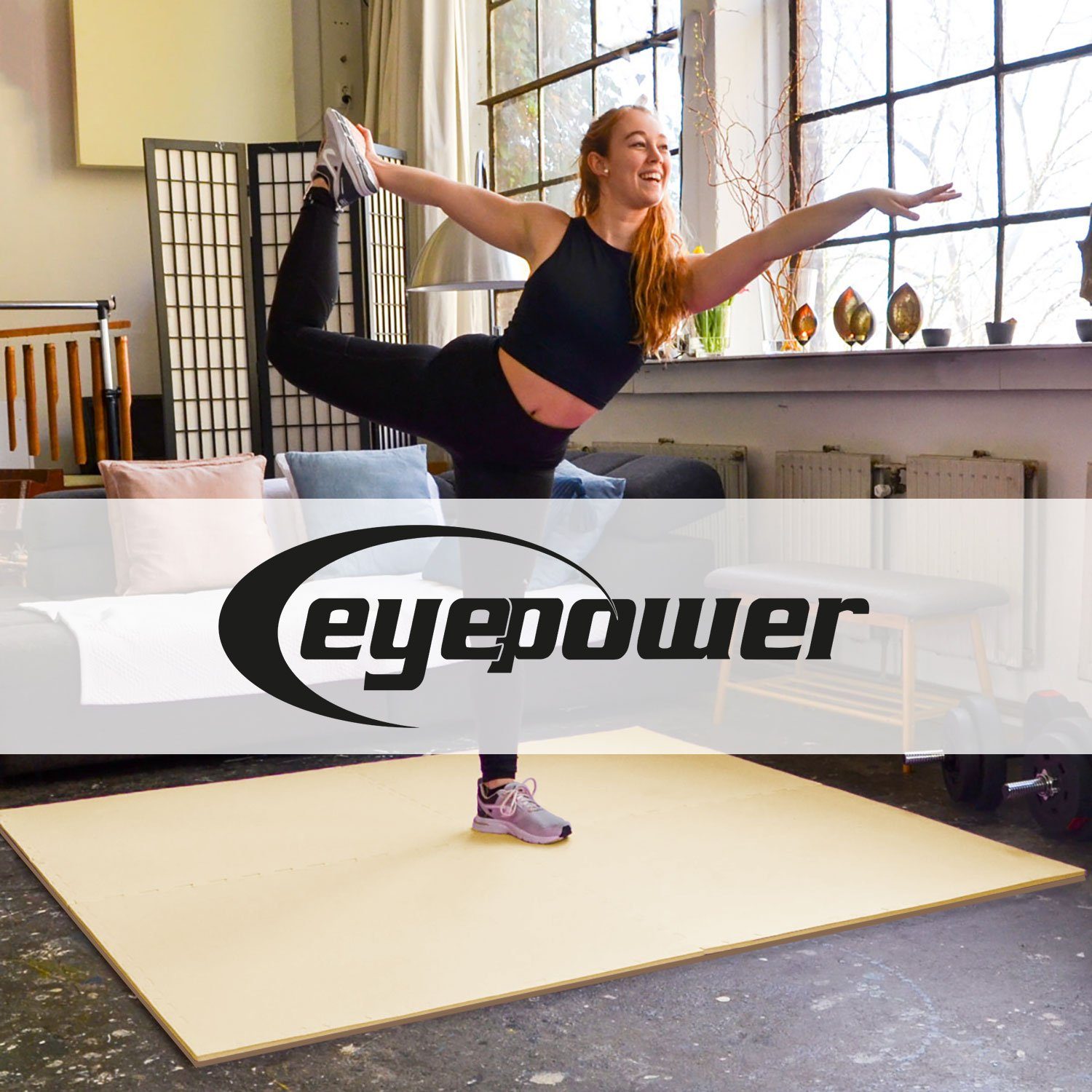 cm 4 50 eyepower Bodenschutz Fitnessmatte 2 Sportmatten Dick: Fitnessmatte 50 (4-St), cm x 1m² Optische Mängel