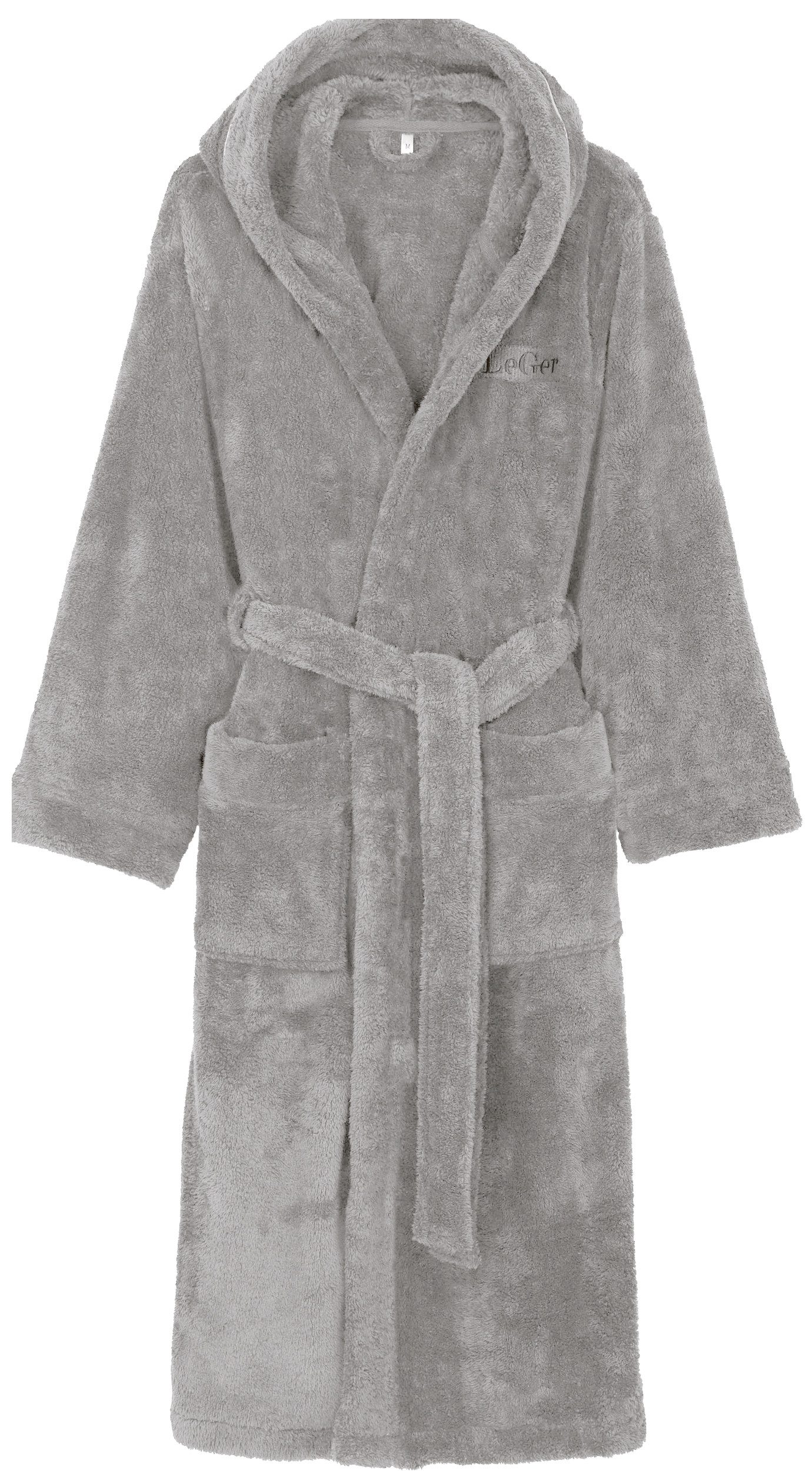 LeGer Home by Lena Gercke Unisex-Bademantel Lovina, ideal für Sauna & Spa, Hotelbademantel, Morgenmantel, Langform, Microfaser, Kapuze, Gürtel, kuschelig weicher Fleece, plüsch, für Damen und Herren, XS-3XL