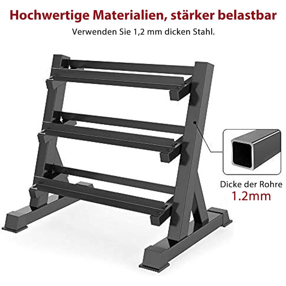 ToteBox Kurzhantelständer 3 Regale Rack für Kurzhanteln Aller Gewichte Belastbarkeit 300kg