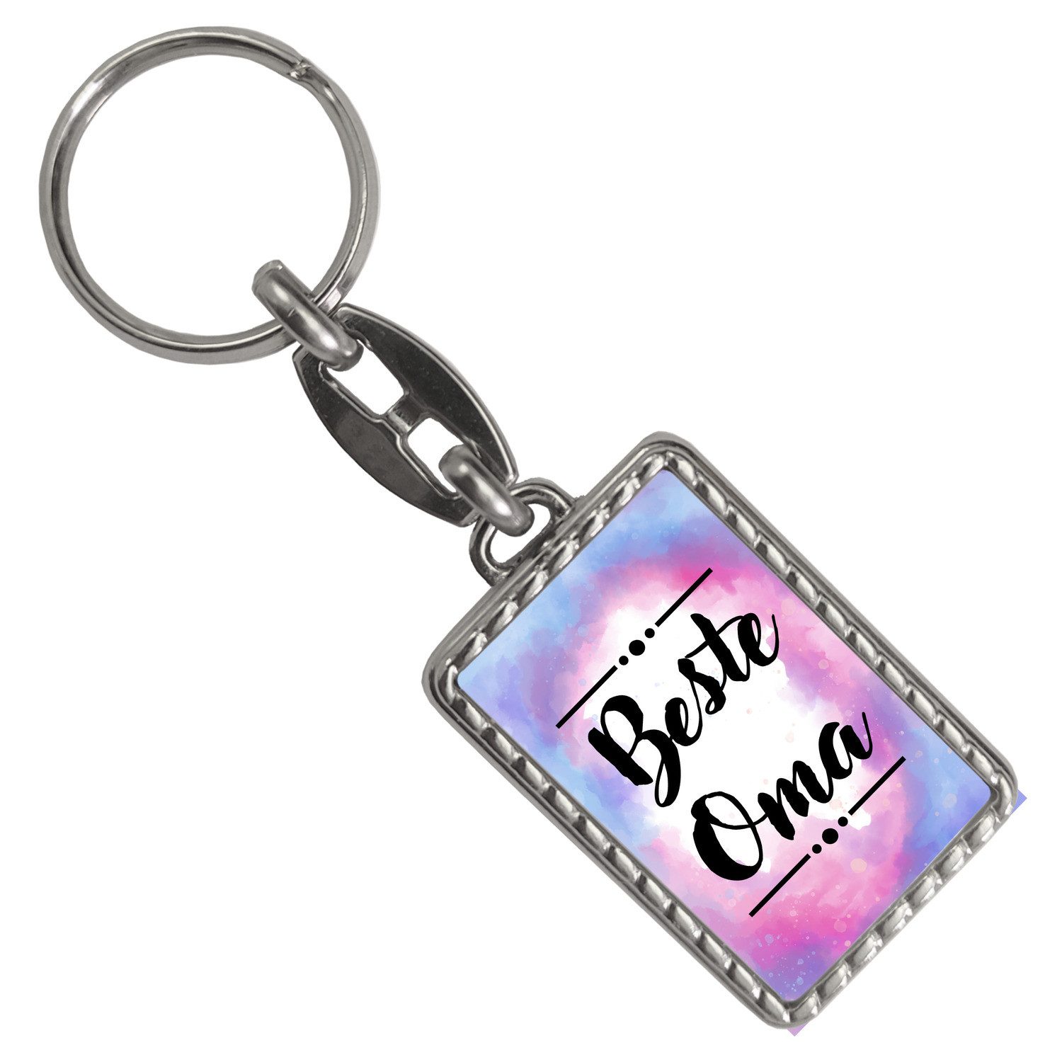 speecheese Schlüsselanhänger Beste Oma Schlüsselanhänger mit Bordüre in Wasserfarbenoptik