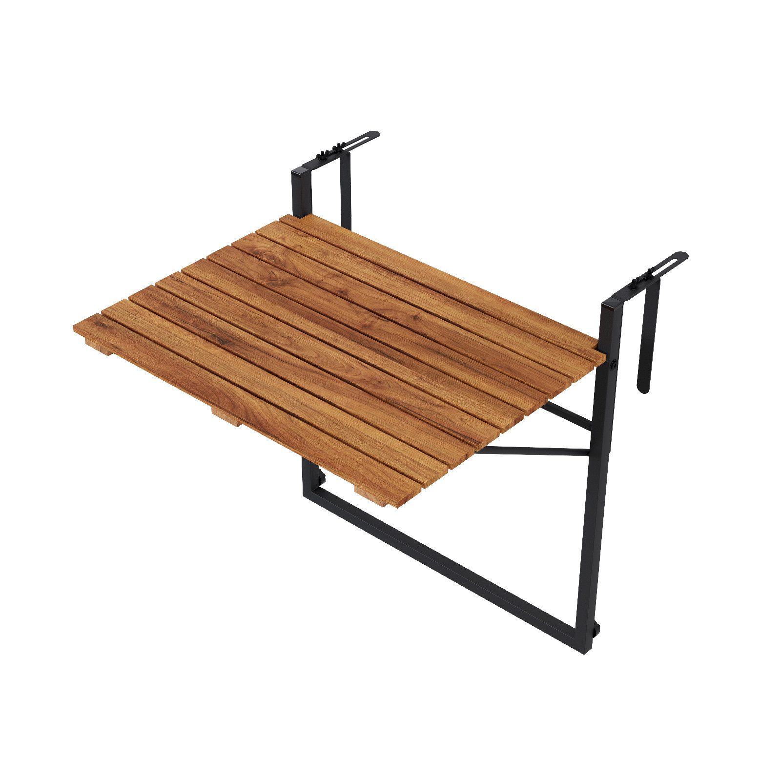 QLS Balkonhängetisch (1-St., 1 Tisch), Klapptisch Hängetisch Beistelltisch Verstellbar Klappbar Akazien Holz