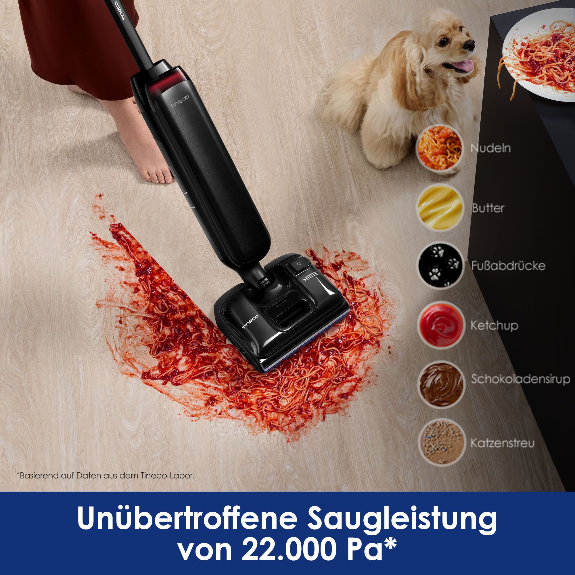 Tineco Nass-Trocken-Sauger FLOOR ONE S7 Artist Premium, 22kpa Saugleistung, 50 Min Akku, 190 W, beutellos, 85° Grad Heißluft-Trocknung, Tierhaarfilter, Anti-Allergiker