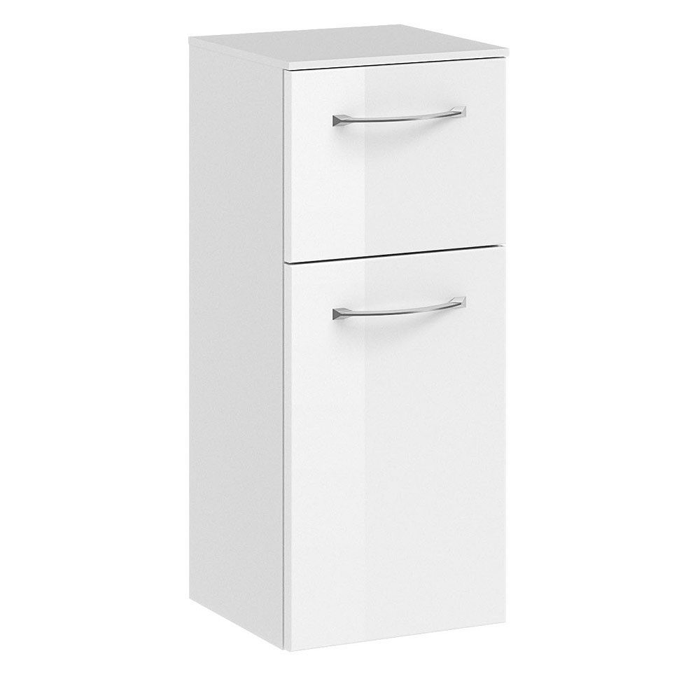 Lomadox Highboard SOLINGEN-66, Badezimmer Badschrank Highboard weiß Hochglanz 30x73x33 cm