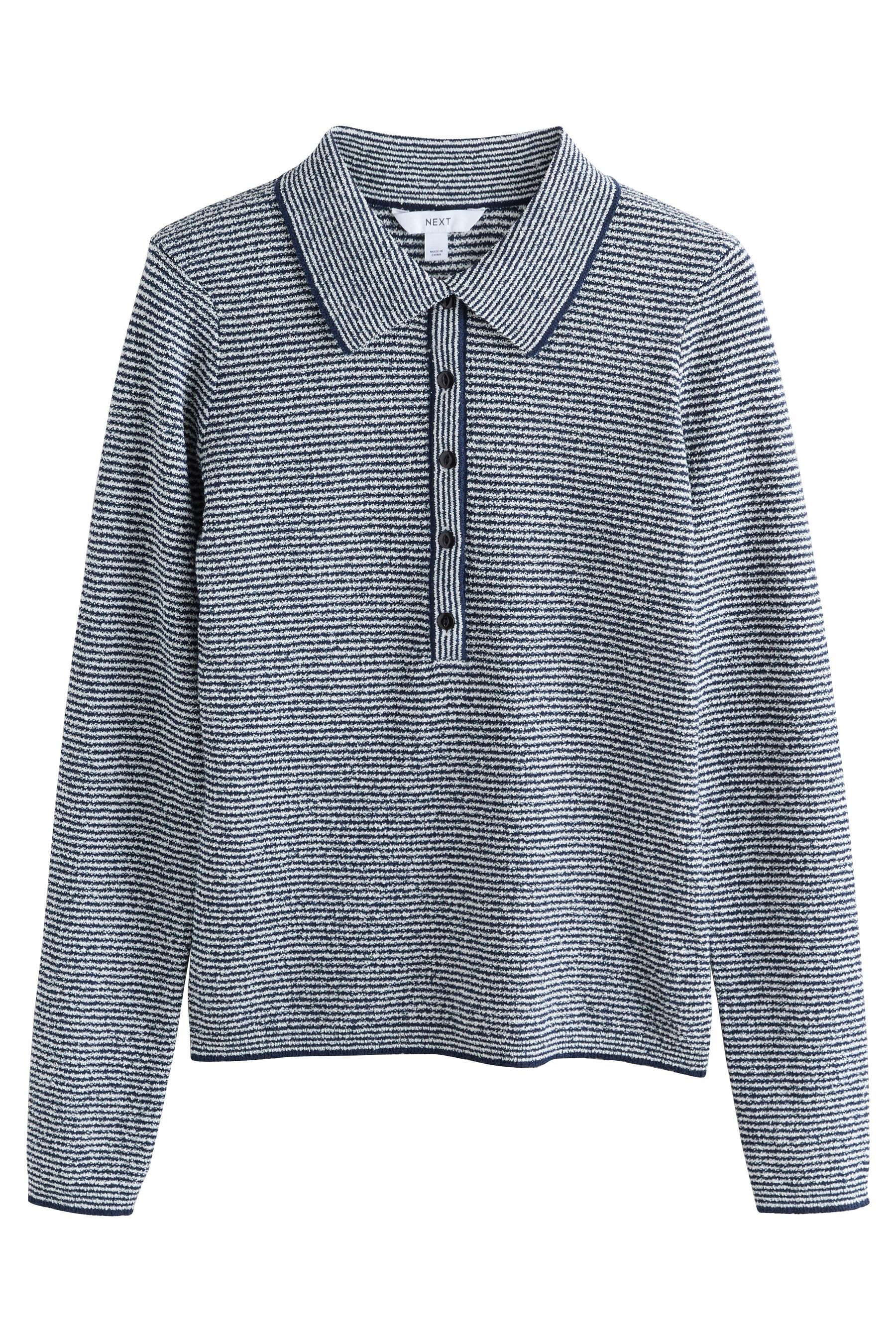 Blusenshirt Langärmeliges Polooberteil in Strickoptik
