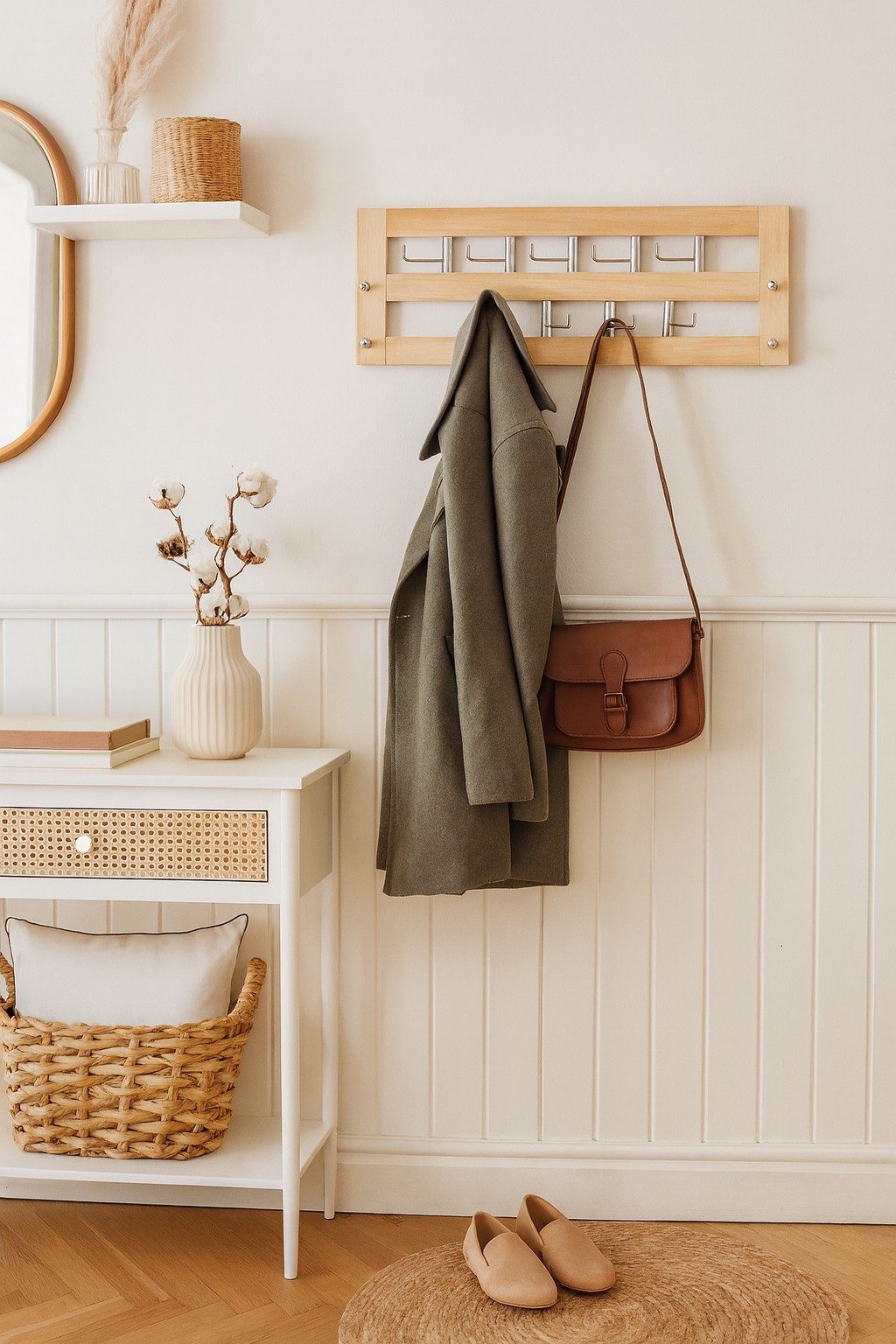 moebel-direkt-online Wandgarderobe Aus Massivholz mit 9 drehbaren Kleiderhaken