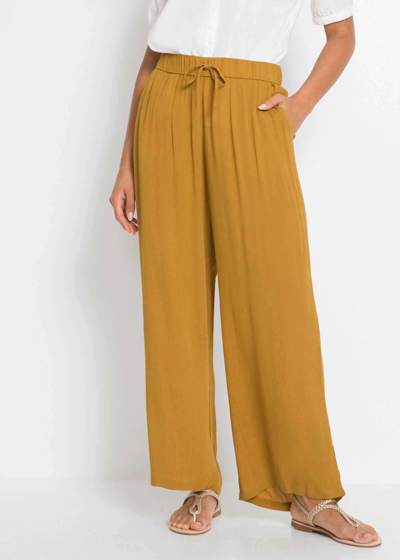 bonprix Marlene-Hose aus Viskose, lockere Passform, mit Bindeband, lässiger günstig online kaufen