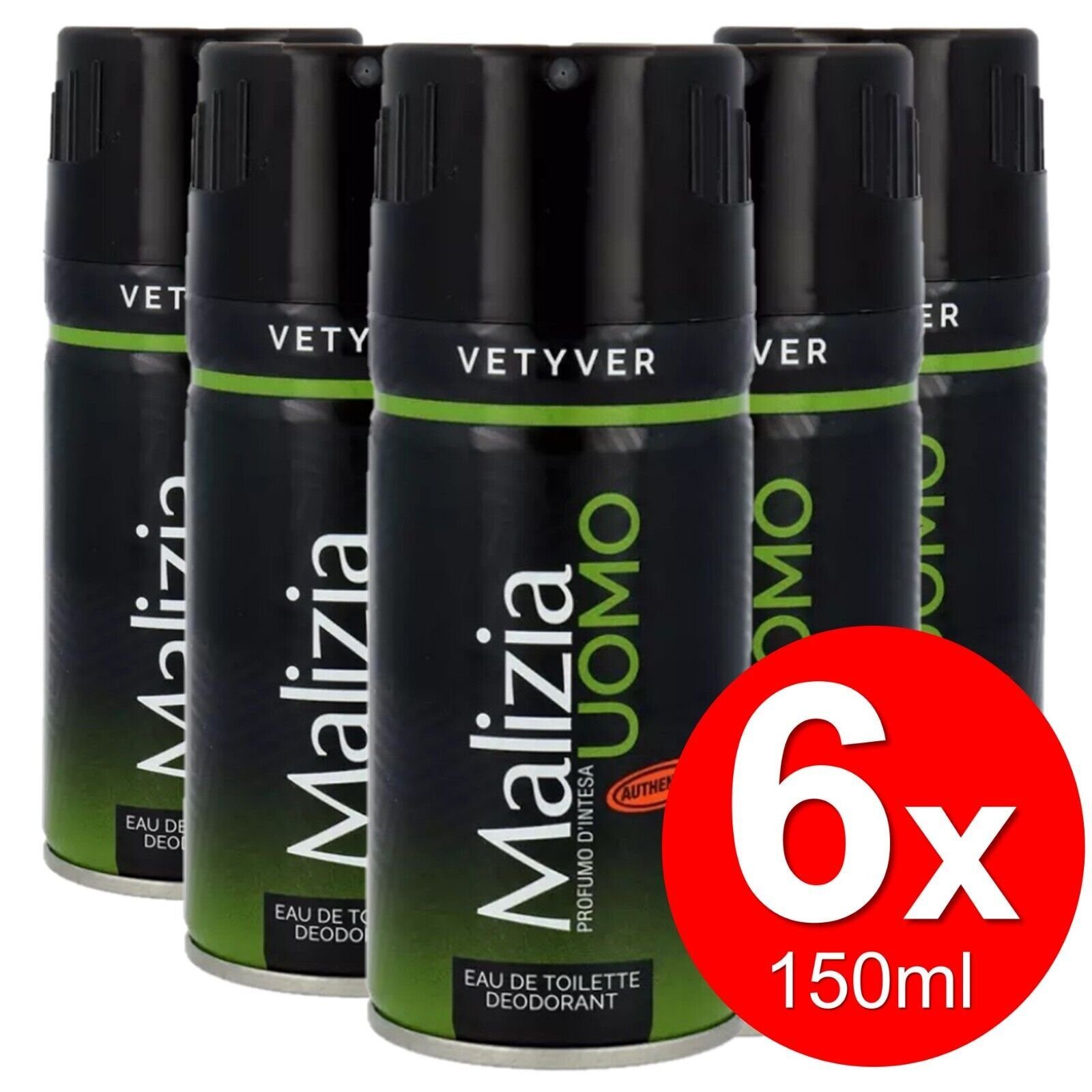 Deo-Spray Malizia UOMO Eau de Toilette Deodorant 6er Pack (6x150ml)