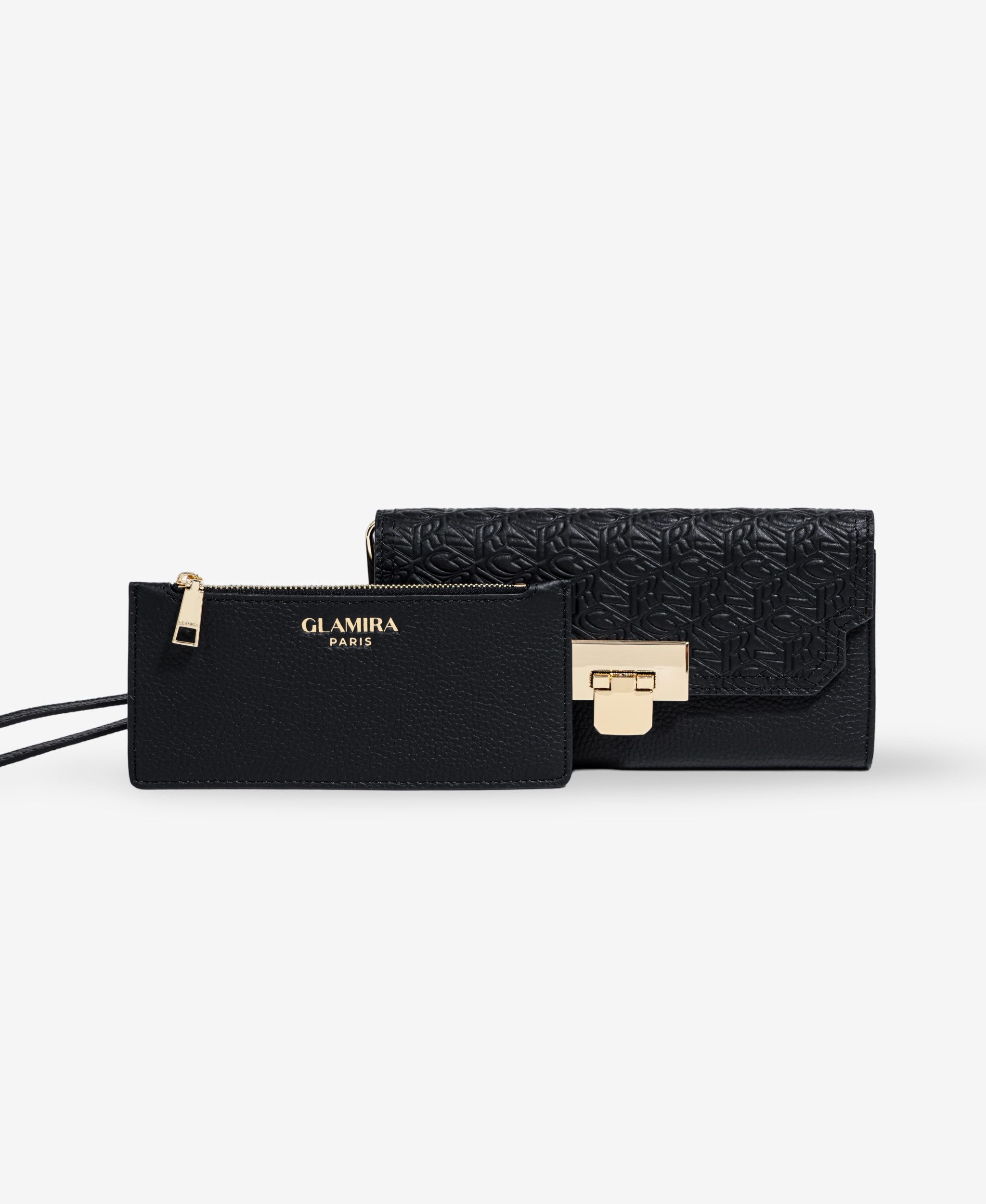 GLAMIRA Handtasche Glamouré Soir Schwarze Geldbörse (1-tlg., mit abnehmbarem Handgelenkband), abnehmbares Handgelenkband