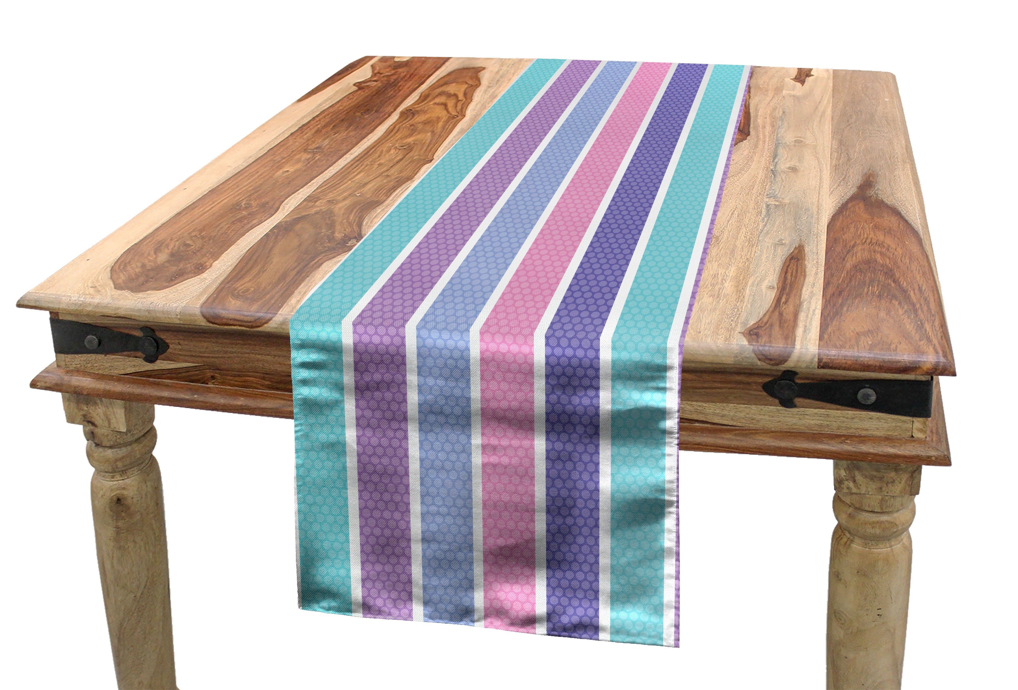 Abakuhaus Tischläufer Esszimmer Küche Rechteckiger Dekorativer Tischläufer, Abstrakt Tupfen mit Streifen