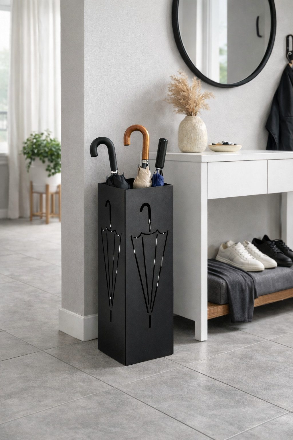 NEUSTEIN Schirmständer mit modernem Design - Regenschirm Design - Metall extra stabil