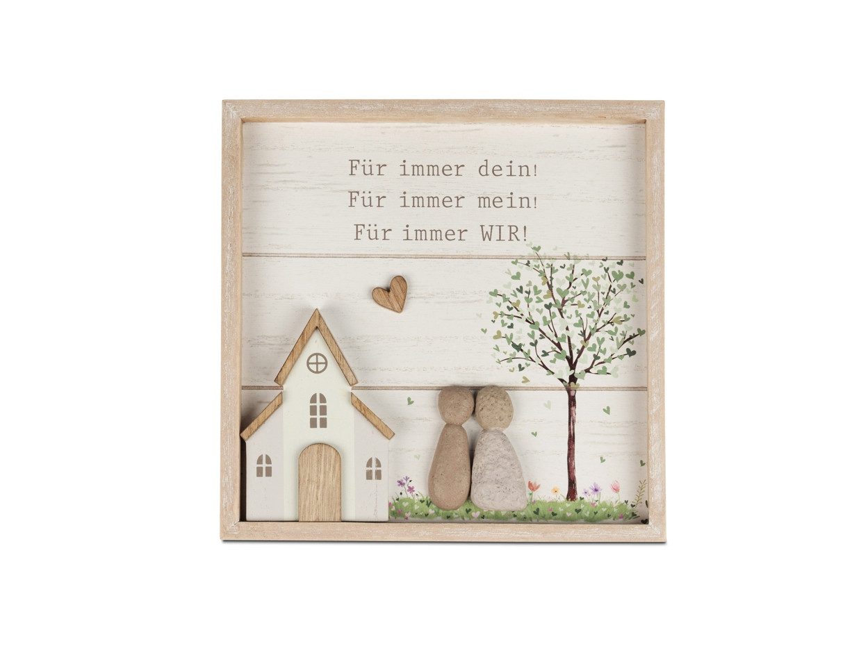 formano Wandbild mit Spruch Für immer WIR und Kunststein-Figuren 20x20cm, (1 St)