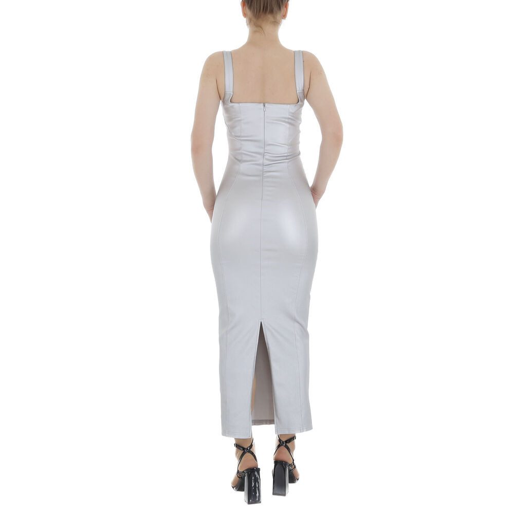 Ital-Design Partykleid Damen Party & Clubwear Pencil (86746063) Glitzer Glänzend Maxikleid in Silber