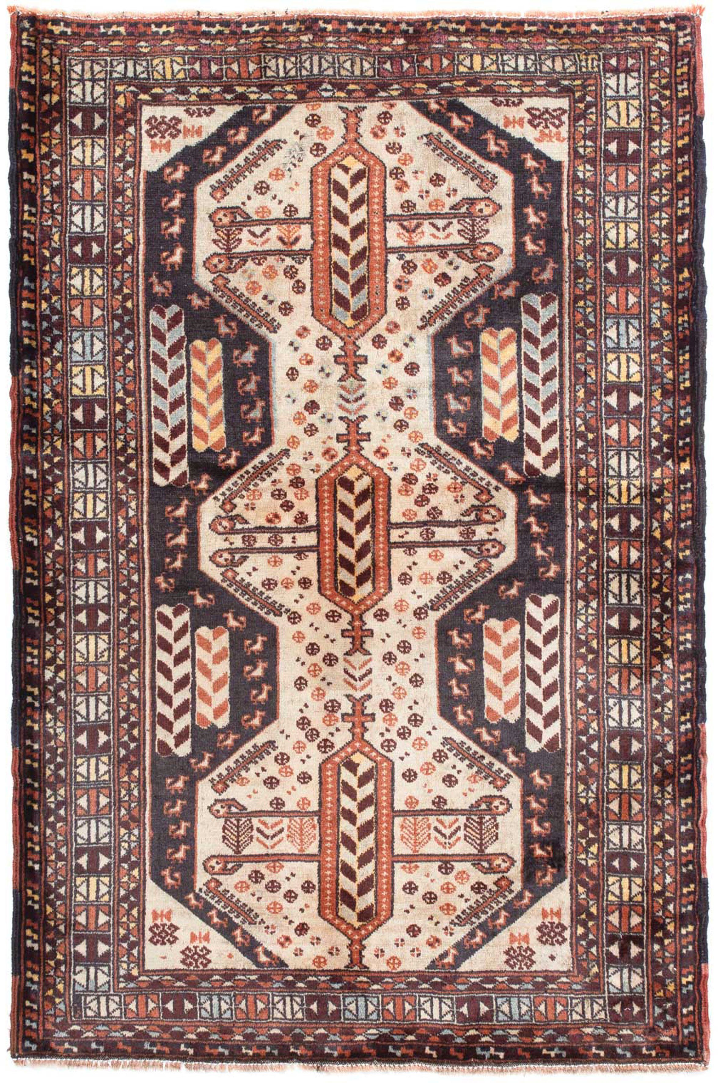 Orientteppich Belutsch - 140 x Handgeknüpft, Höhe: 96 rechteckig, Einzelstück beige, cm mit 8 mm, morgenland, Zertifikat Wohnzimmer, 