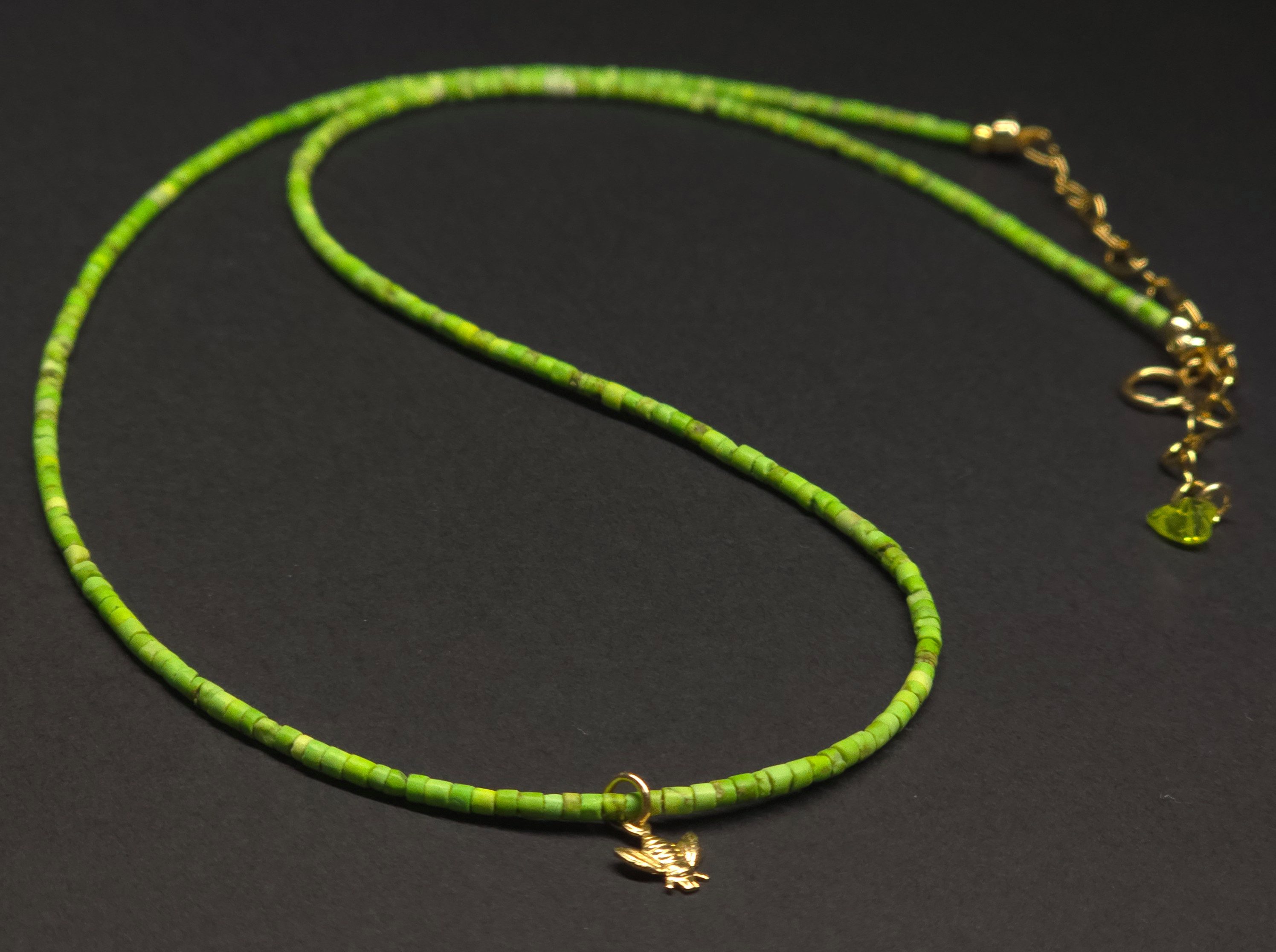 GOLDEN Charm-Kette Imperial Jaspis Halskette mit 14K Gold Filled Biene, Handgemacht