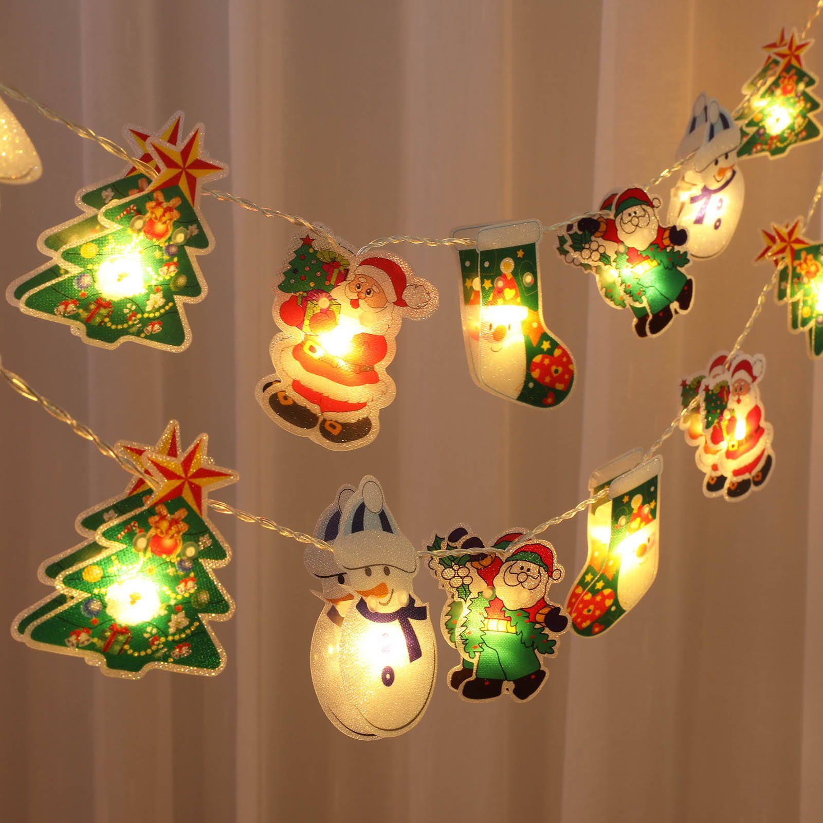 Rosnek LED-Lichterkette Weihnachtsmann, Schneemann, Weihnachtsbaum Deko Garten für Haus