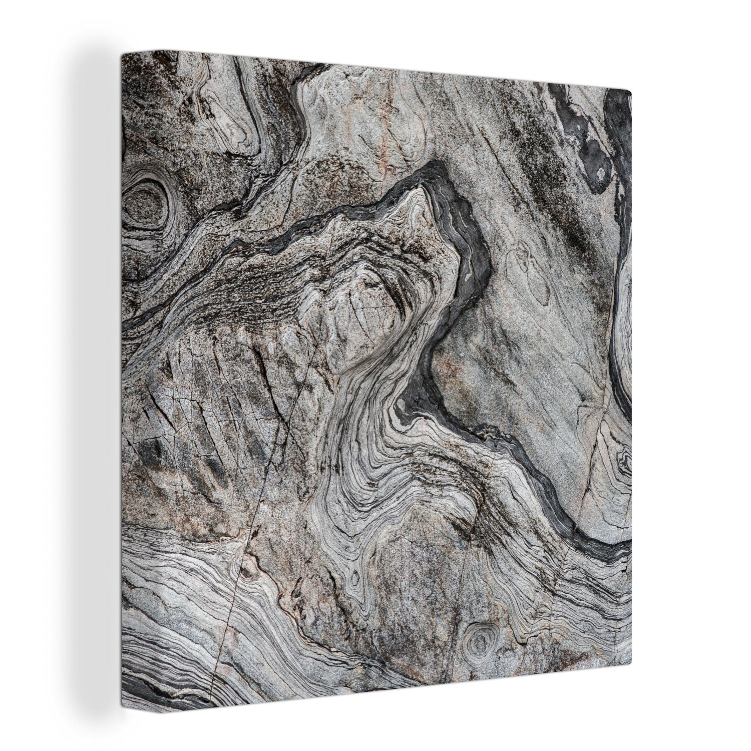 OneMillionCanvasses® Leinwandbild Marmor - Stein - Schwarz - Weiß, (1 St), Leinwand Bilder für Wohnzimmer Schlafzimmer