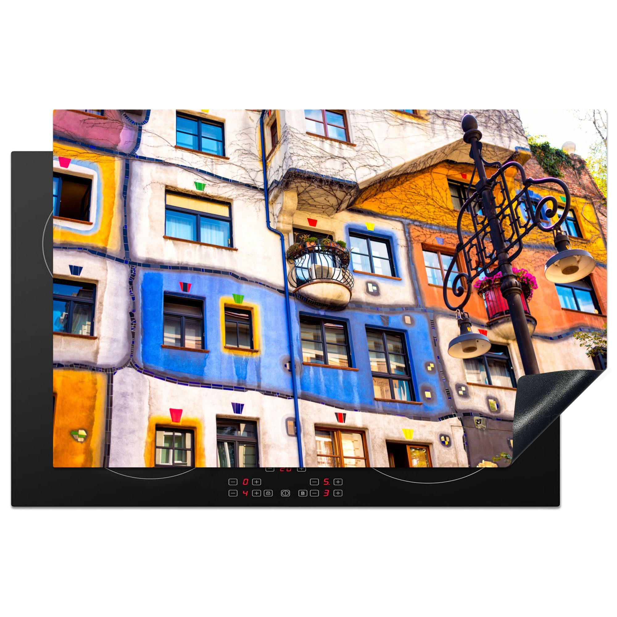 MuchoWow Herdblende-/Abdeckplatte Farben - Haus - Wien, Vinyl, (1 tlg), 81x52 cm, Induktionskochfeld Schutz für die küche, Ceranfeldabdeckung