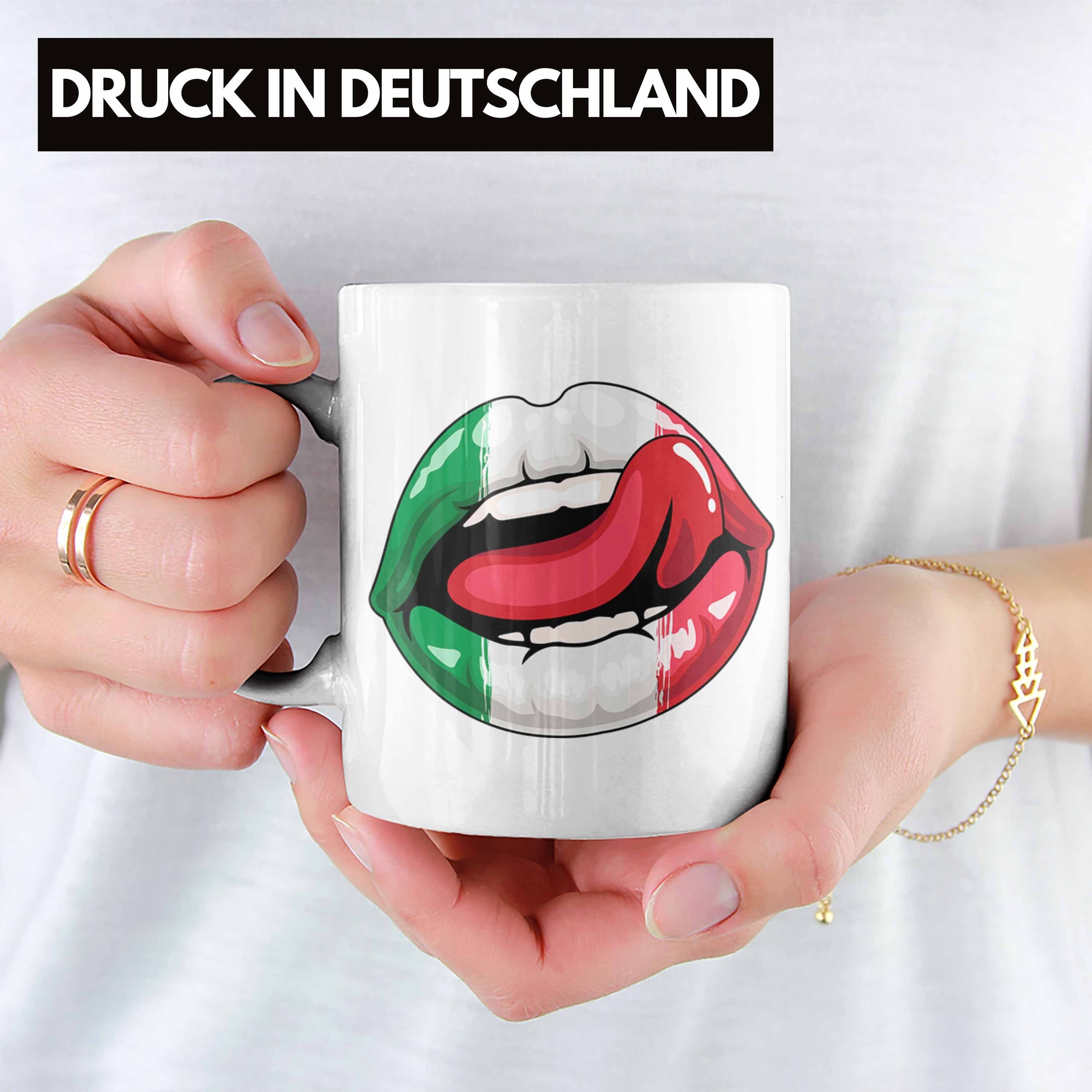 Trendation Tasse Italien Weiss Sprüche Geschenkidee Tasse Geschenk Italiener Lippen