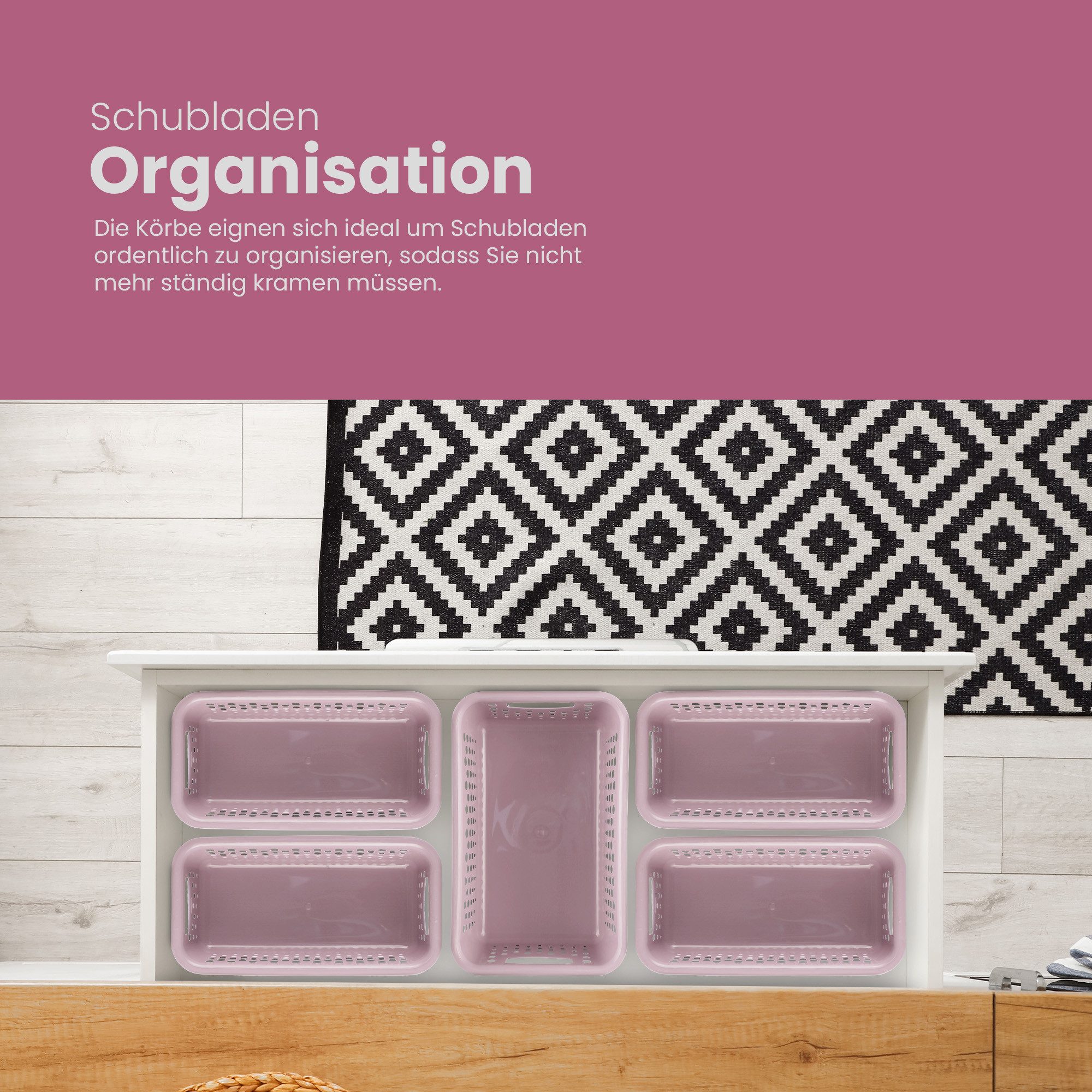 Pro Home Aufbewahrungskorb Modularer Kunststoffkorb Kunststoff Box (4 St), Aufbewahrungsbox mit Griffen - BPA-Frei - Organizer Körbchen Bad Küche – Bild 3 von 5