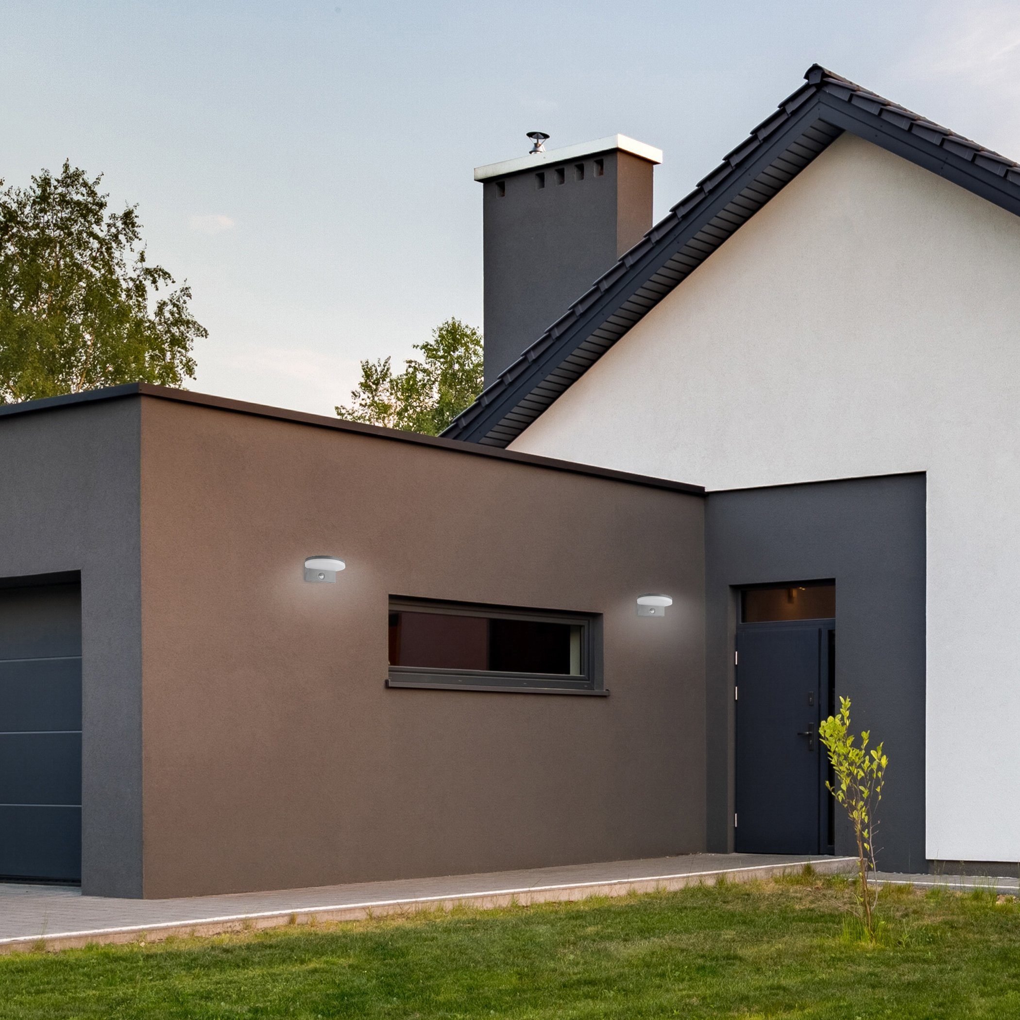 SEBSON Außen-Wandleuchte LED Außenleuchte Bewegungsmelder 9m/140° IP65, 15W 1300lm kaltweiß, Kaltweiß, Bewegungsmelder programmierbar