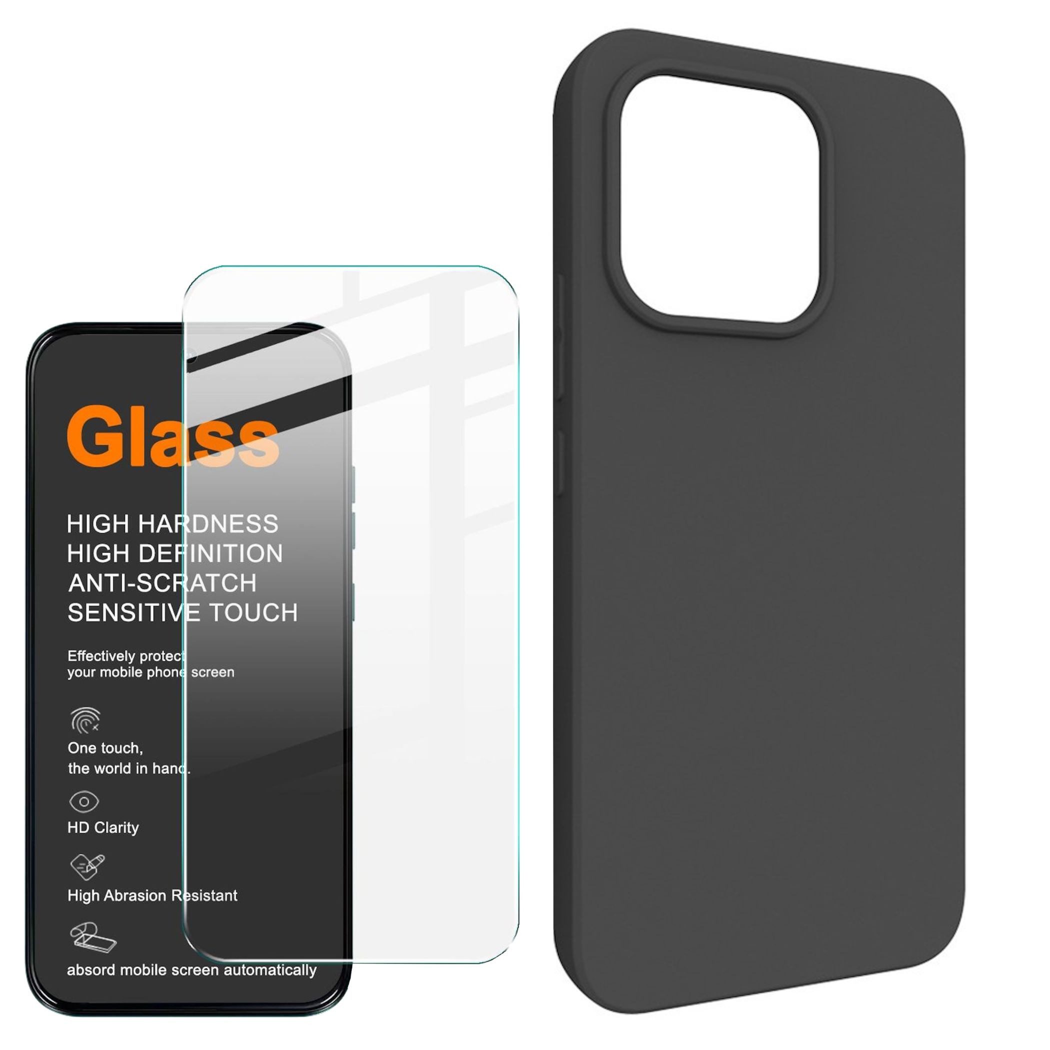 Wigento Handyhülle + Schutzglas für Xiaomi Redmi Note 17 Pro 5G TPU 9H Glas 2 in 1 Bundle 6,83 Zoll, Produktset TPU Hülle mit Hart Glas