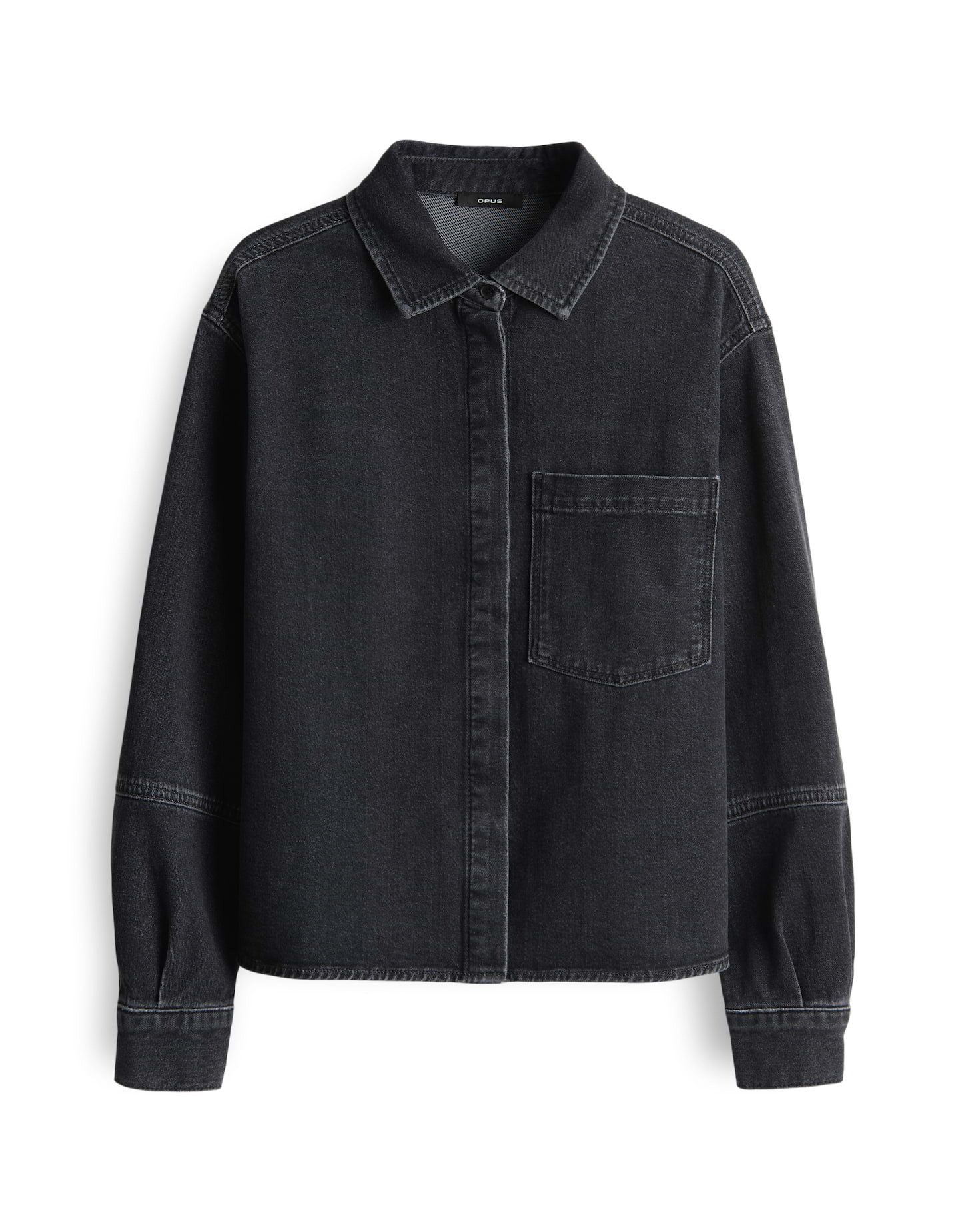 OPUS Jeansbluse FEMORI aus nachhaltigem BCI Cotton Mix überschnittene Schul günstig online kaufen