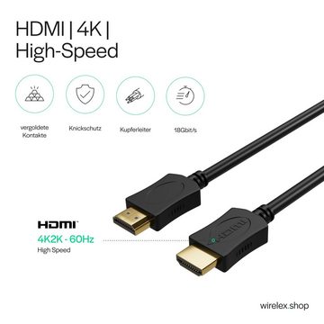 Kabelbude.eu HDMI A-Stecker auf HDMI A-Stecker OD6mm, vergoldet HDMI-Kabel, (150,00 cm)