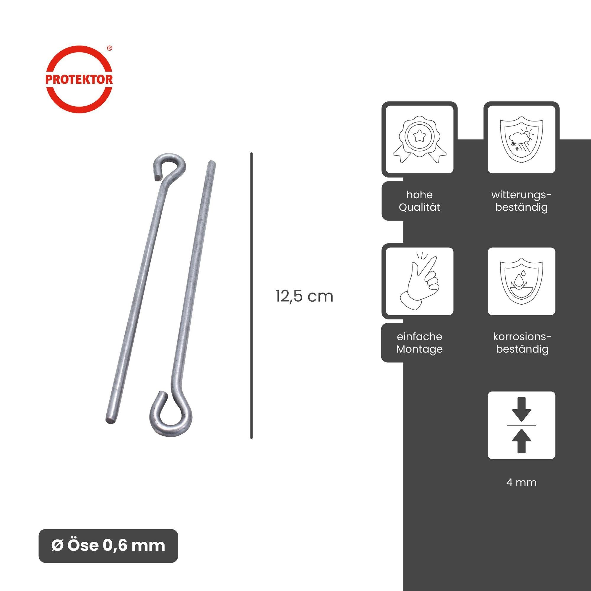 PROTEKTOR Profil Abhängedraht mit Öse (125 mm, 100 Stück, silber, 100-St), Mit Öse, Zubehör Deckenprofile