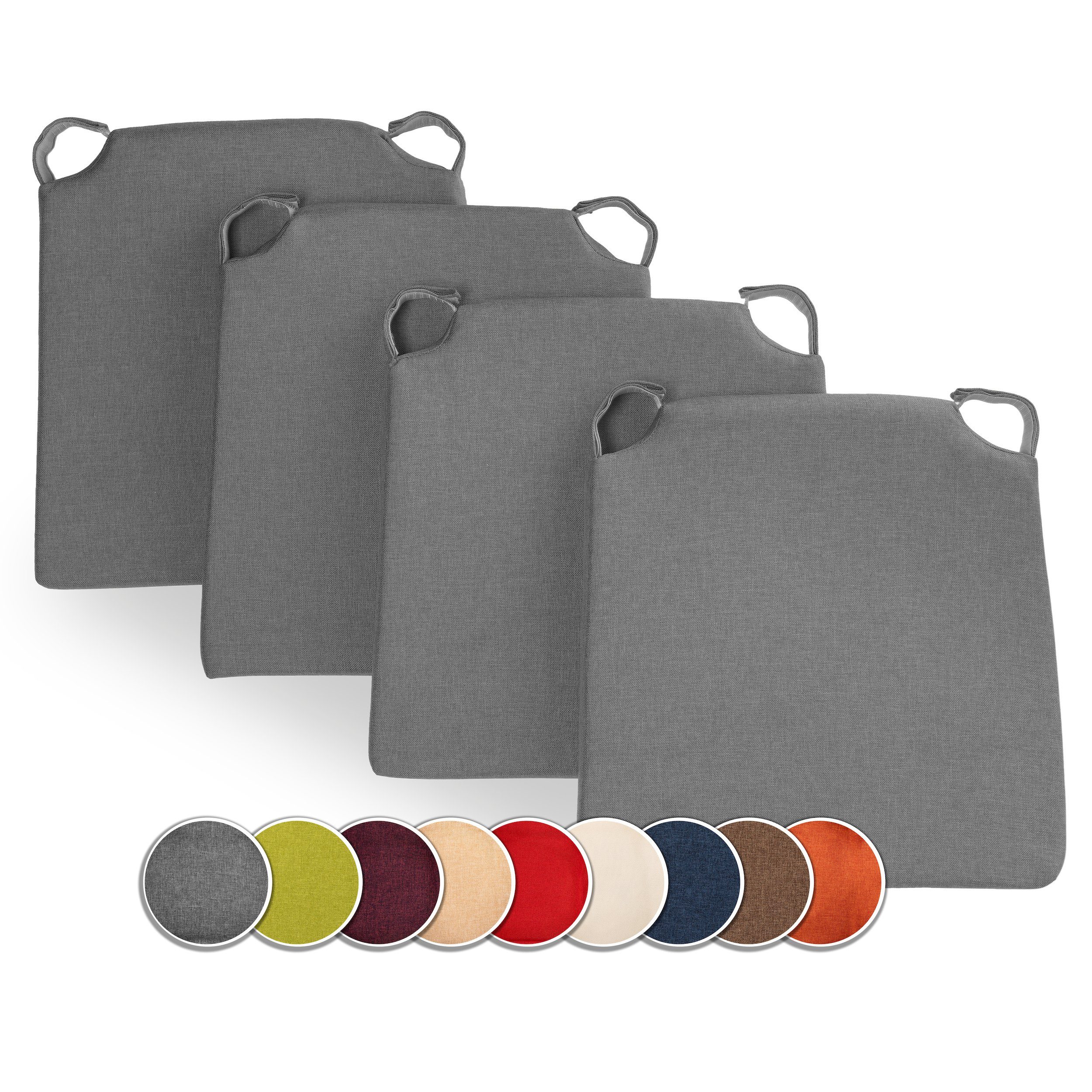 sunnypillow Stuhlkissen 4er Set Kissen Maße: 42 (vorne), 35 (hinten) x 40 x 5 cm