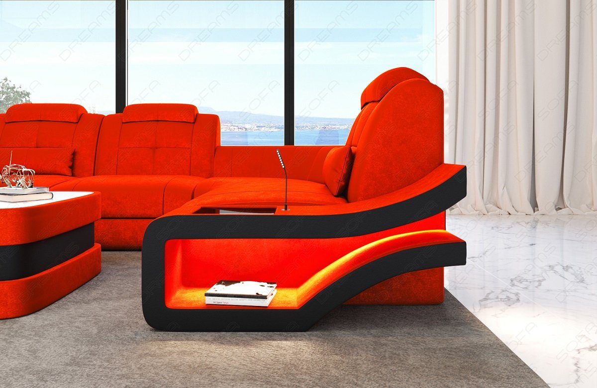 Sofa Dreams Wohnlandschaft Polster Stoff Sofa Couch Elegante U Form Stoffsofa, wahlweise mit Bettfunktion