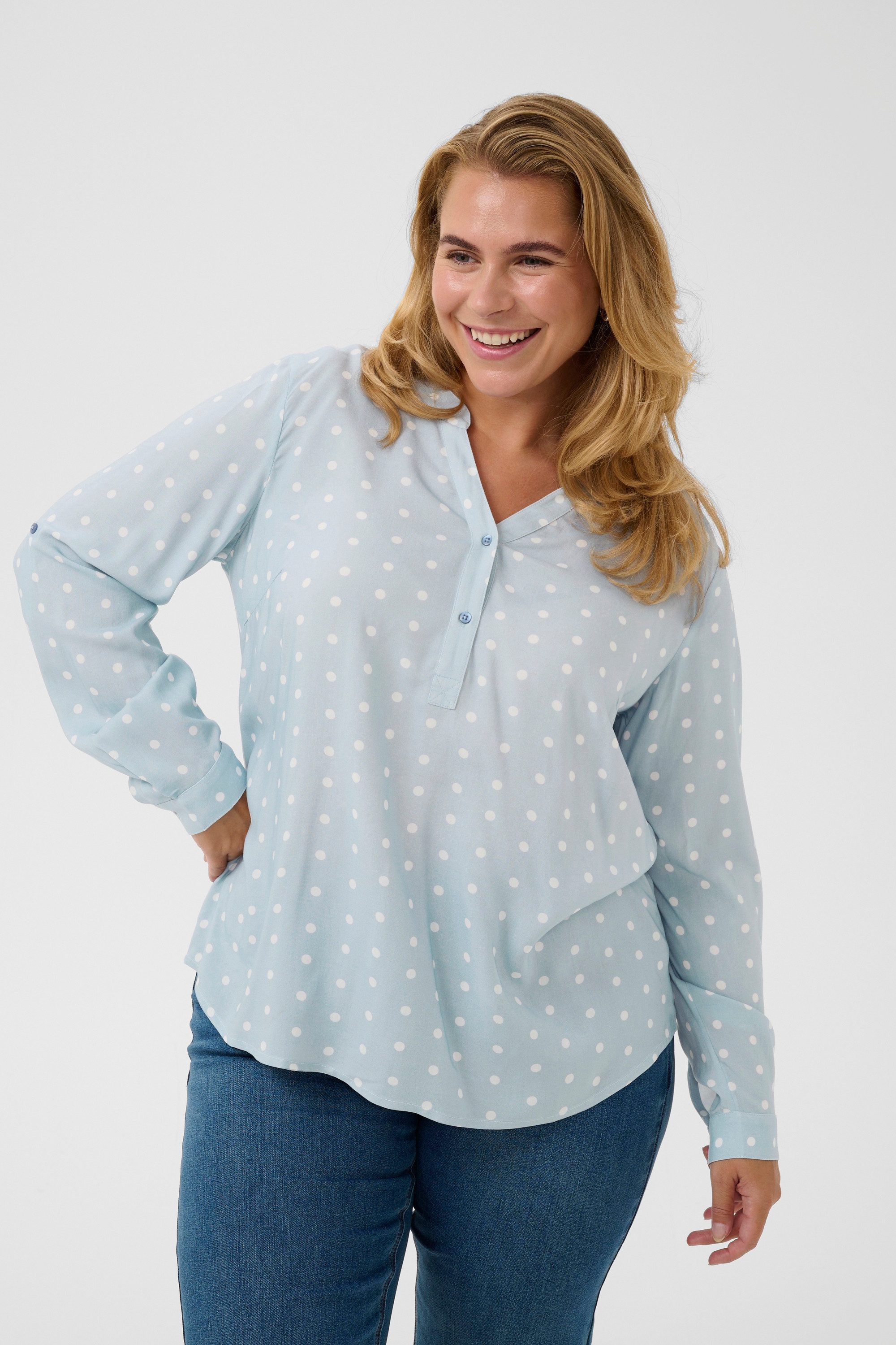 KAFFE Curve Langarmbluse Bluse langarm KCsida Große Größen