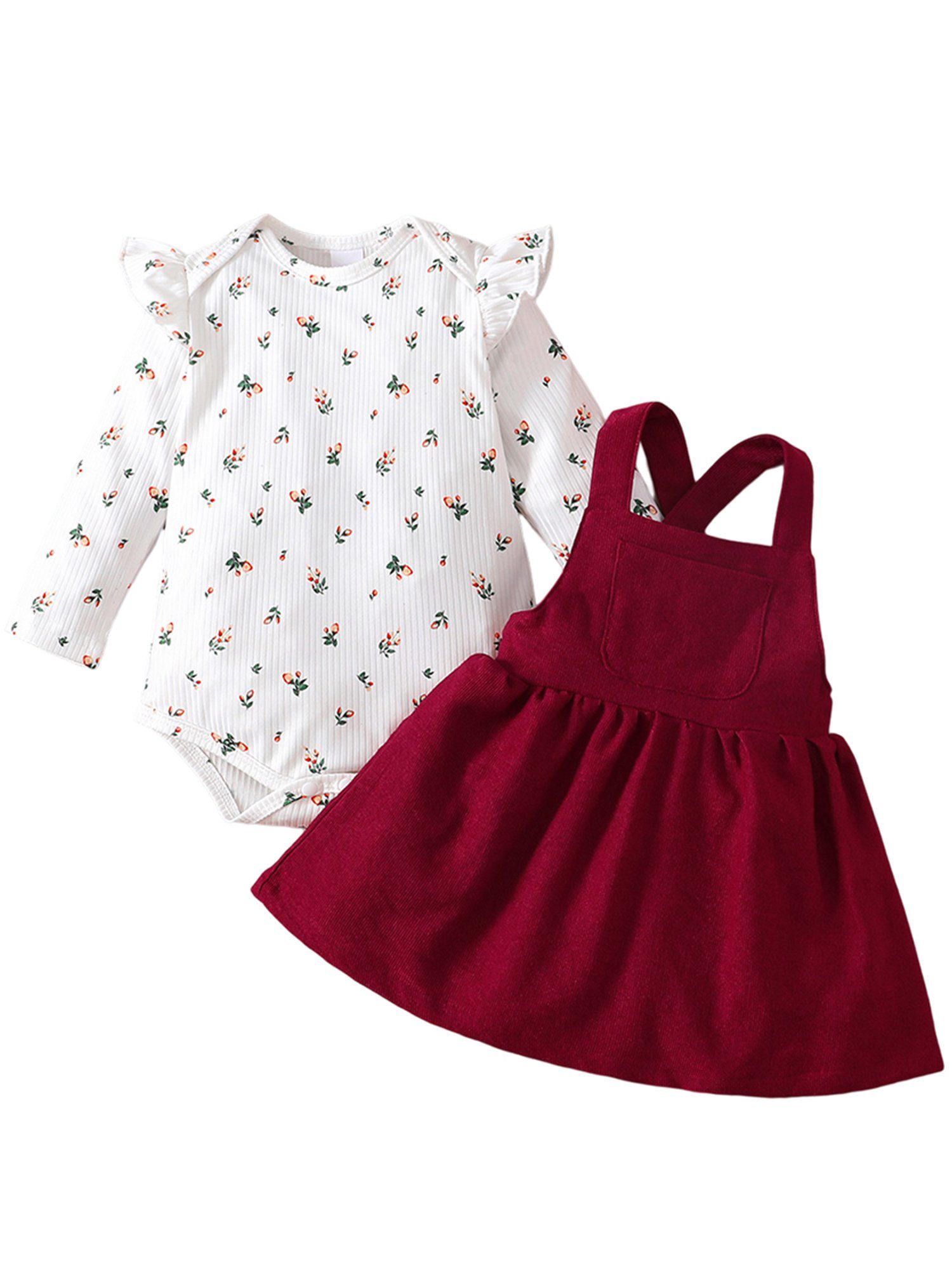LAPA A-Linien-Kleid Baby-Set mit süßem Blumendruck, Strampler und Kleid (2 Stück)