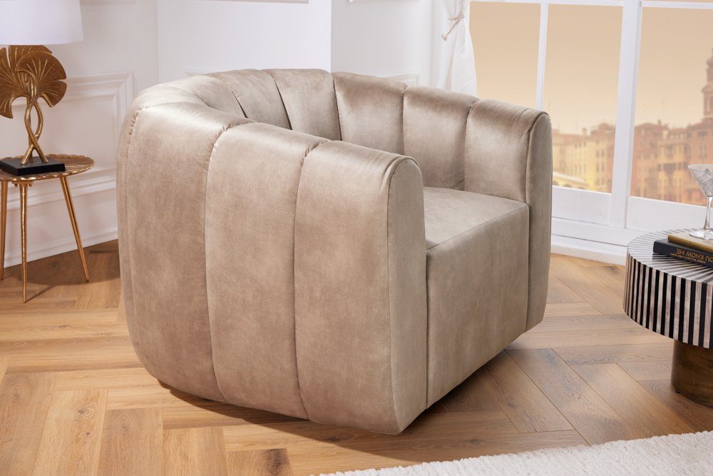 riess-ambiente Loungesessel BABYLON 360° champagner (Einzelartikel, 1-St), Wohnzimmer · Samt · 360° drehbar · Cocktailsessel · Modern Design