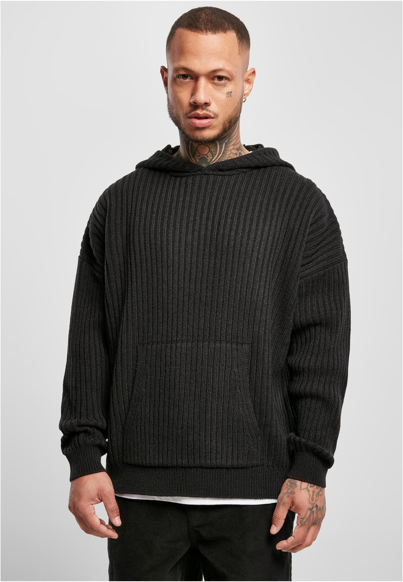 URBAN CLASSICS Sweater Herren Knitted Hoody (1-tlg) black