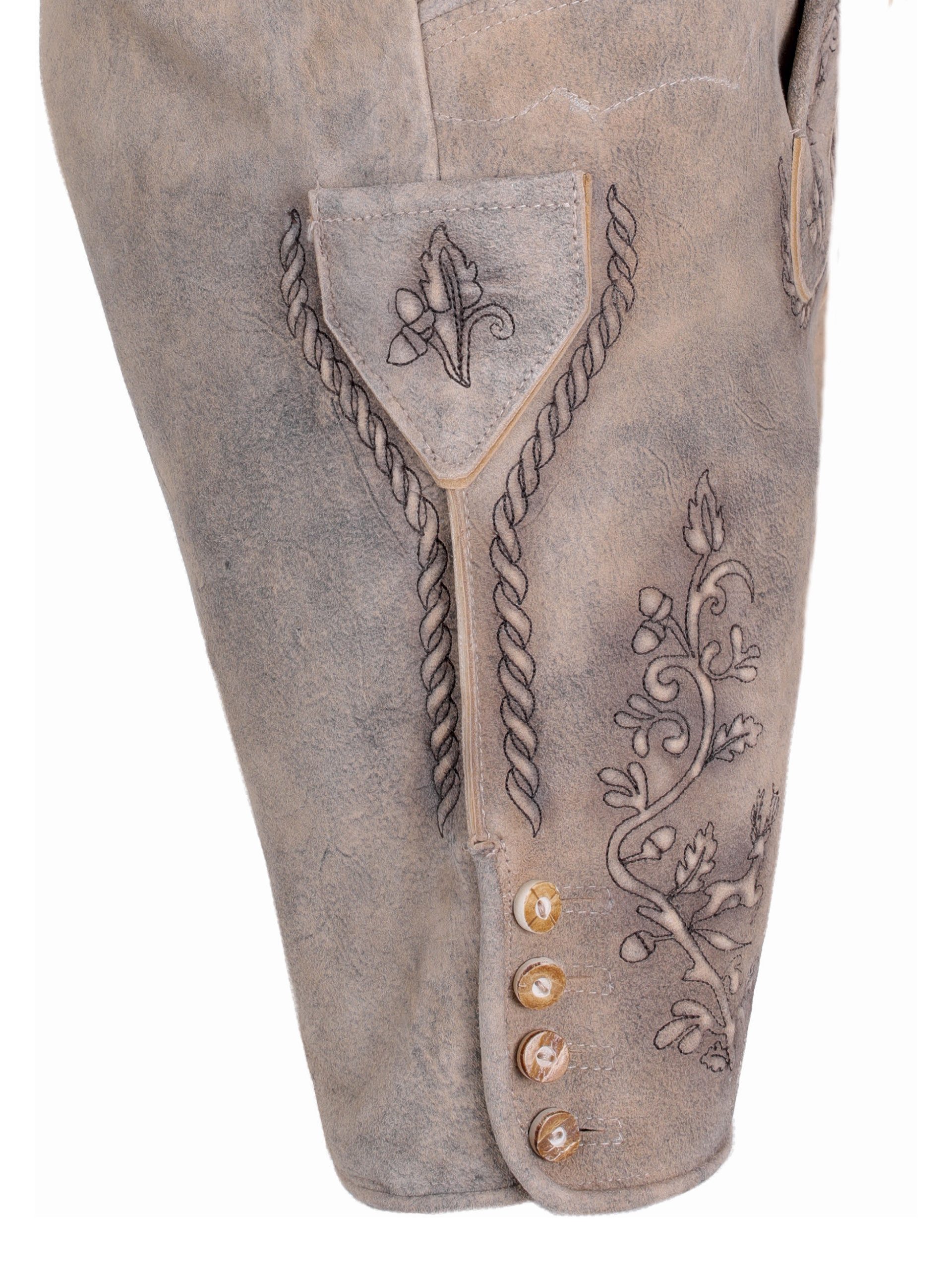 FUCHS Trachtenlederhose Trachtenlederhose kurz Günther sand (2-tlg) inkl. Gürtel