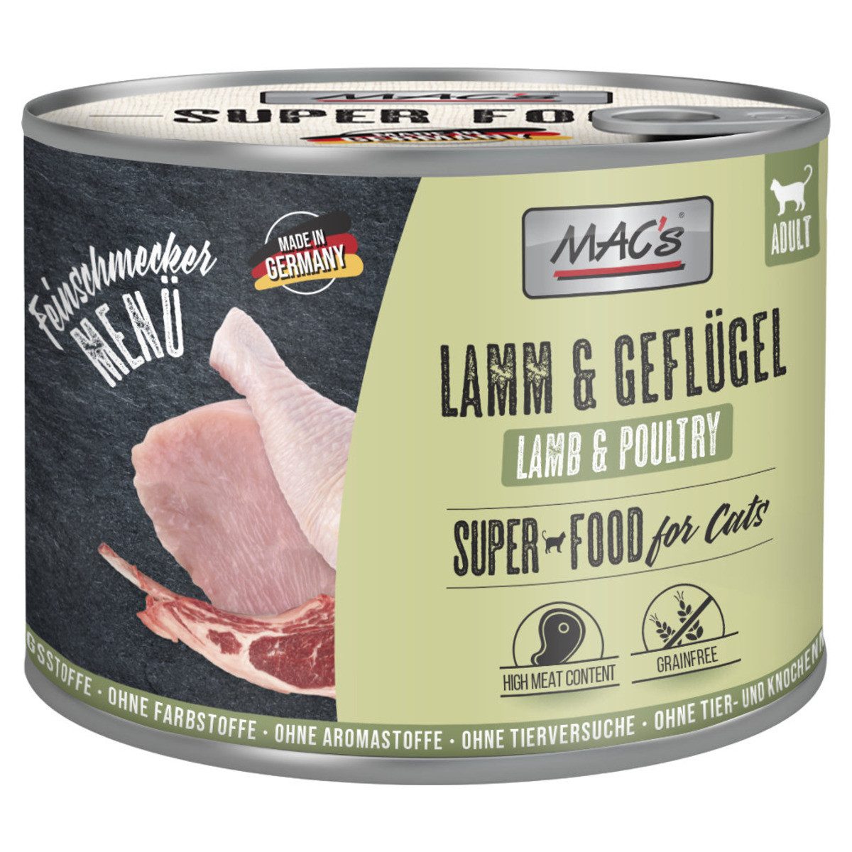 MAC'S Feinschmecker Lamm & Geflügel 200 g - 6 Stück, Nassfutter für: Katze