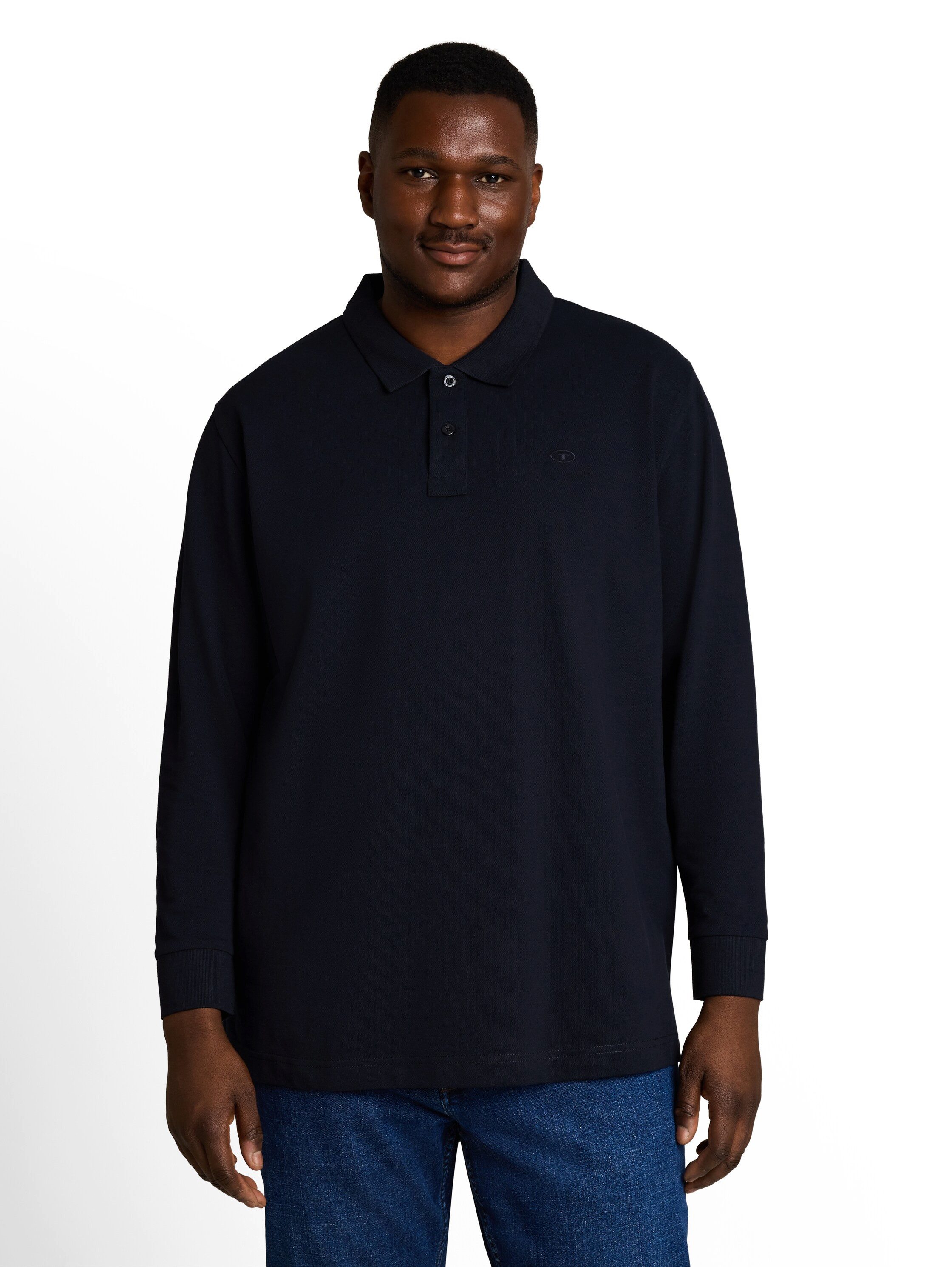 TOM TAILOR PLUS Langarm-Poloshirt Extra lang / Große Größen