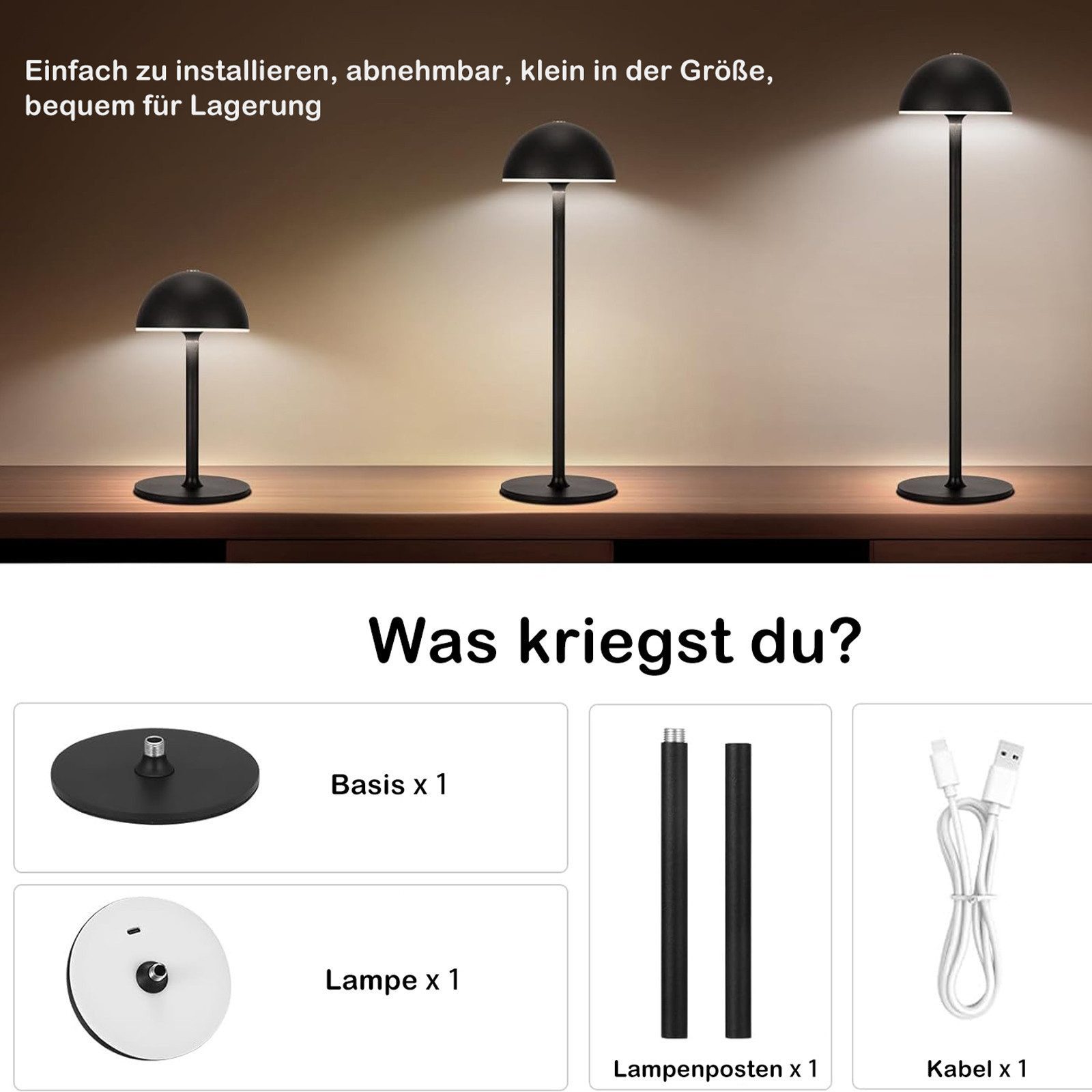 ibettertec LED Nachttischlampe Tischlampe Kabellos Dimmbare günstig online kaufen