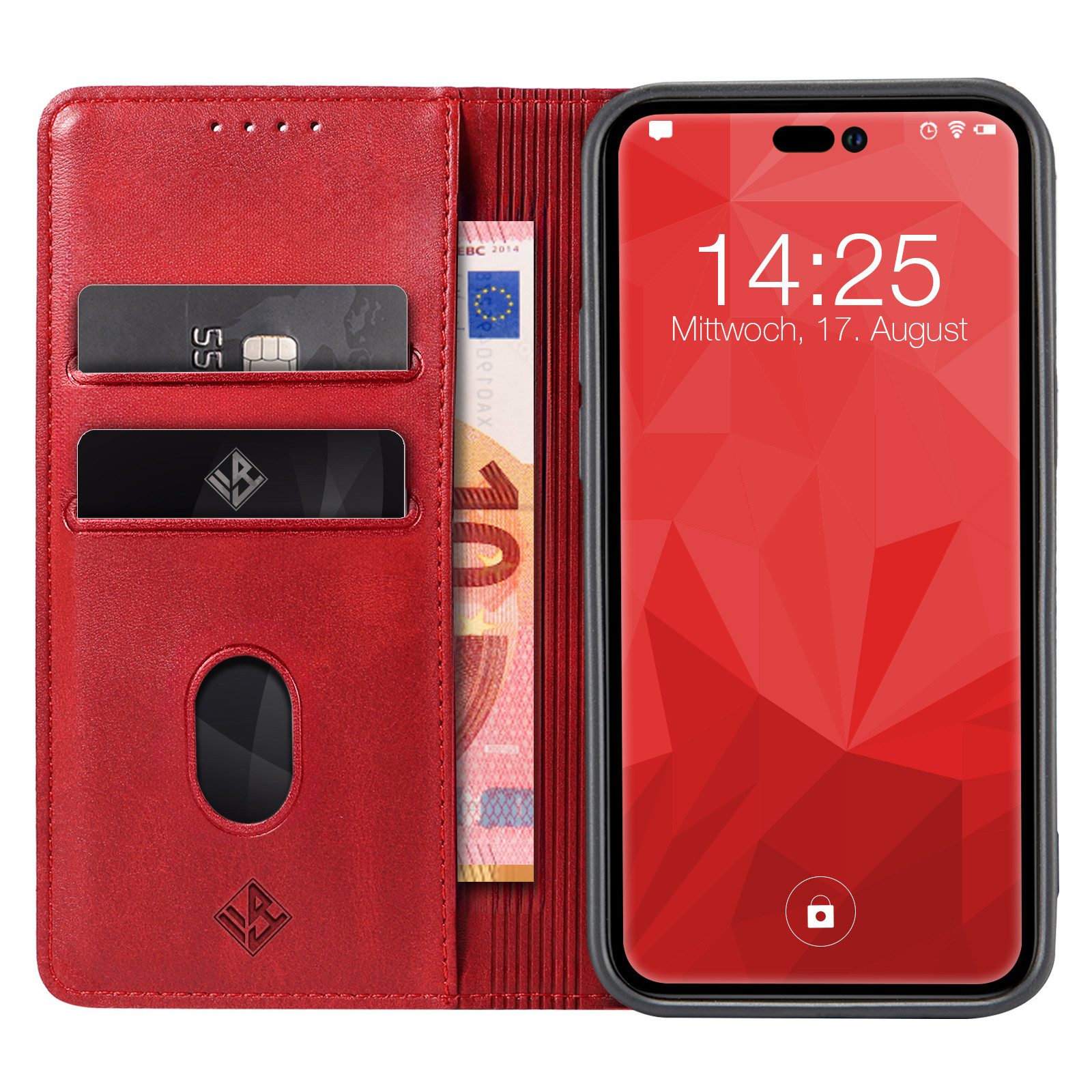 Tec-Expert Handyhülle Tasche Hülle für Apple iPhone 14 Pro 6.1 Zoll, 6.1", Cover Klapphülle Case mit Kartenfach Fliphülle aufstellbar