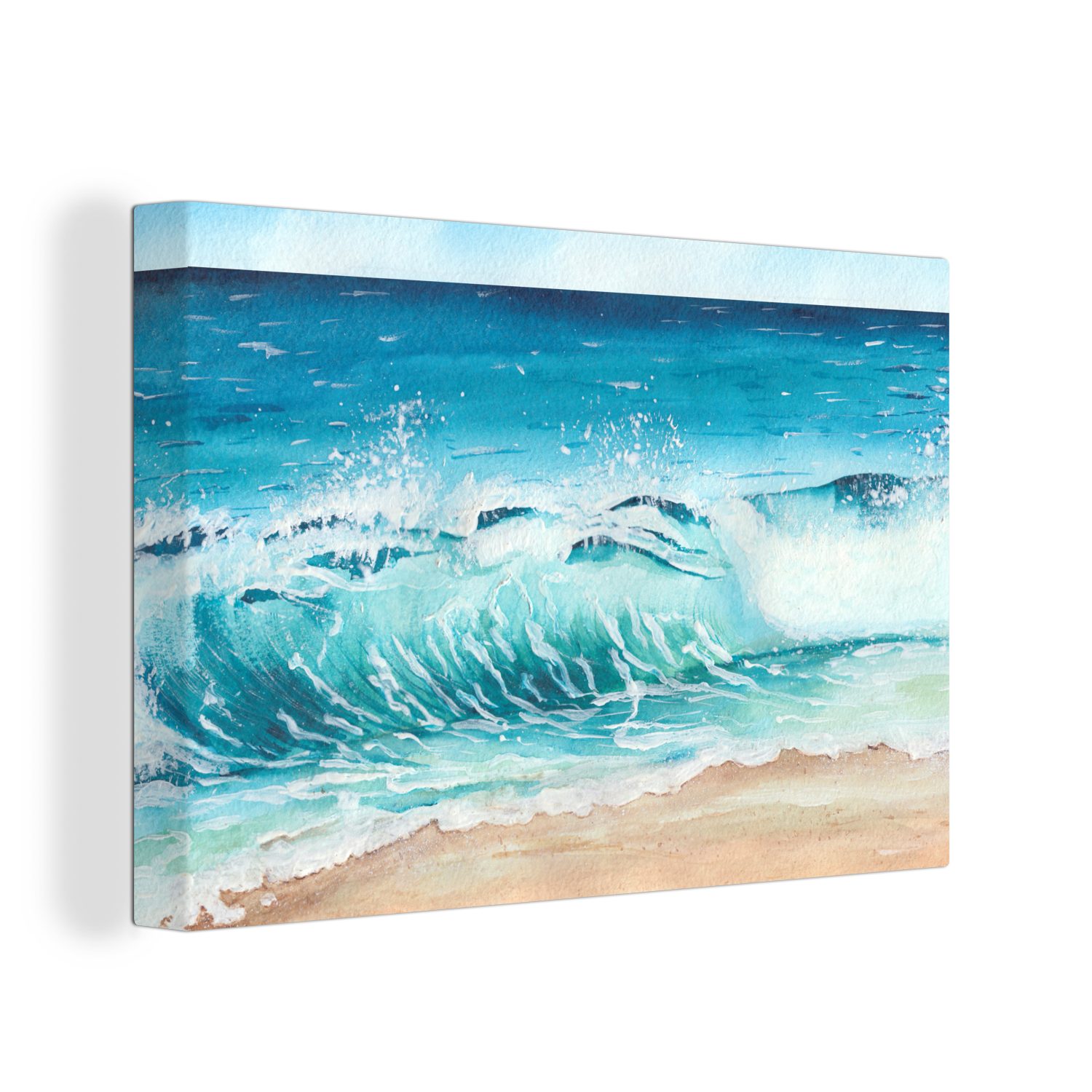 OneMillionCanvasses® Leinwandbild Golf - Strand - Aquarell, (1 St), Wandbild Leinwandbilder, Aufhängefertig, Wanddeko, 30x20 cm | Leinwandbilder