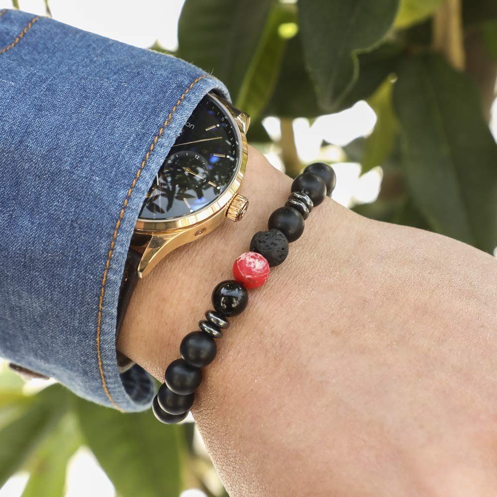 Kim Johanson Armband Chakra, mit Jaspis, Naturstein, elastisch, Yoga Schmuck, Geschenk