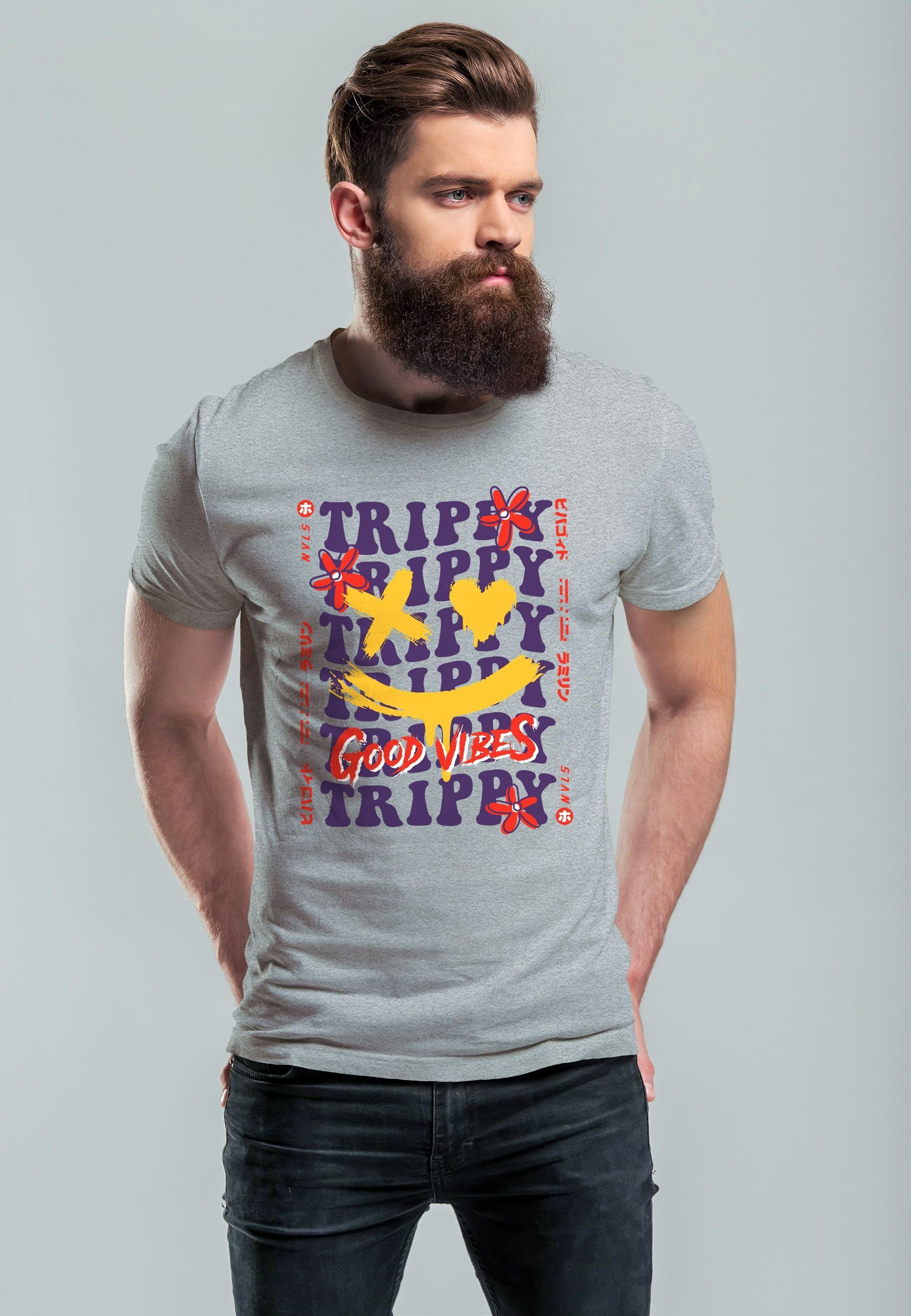 Neverless Print-Shirt Herren T-Shirt Drip Face günstig online kaufen