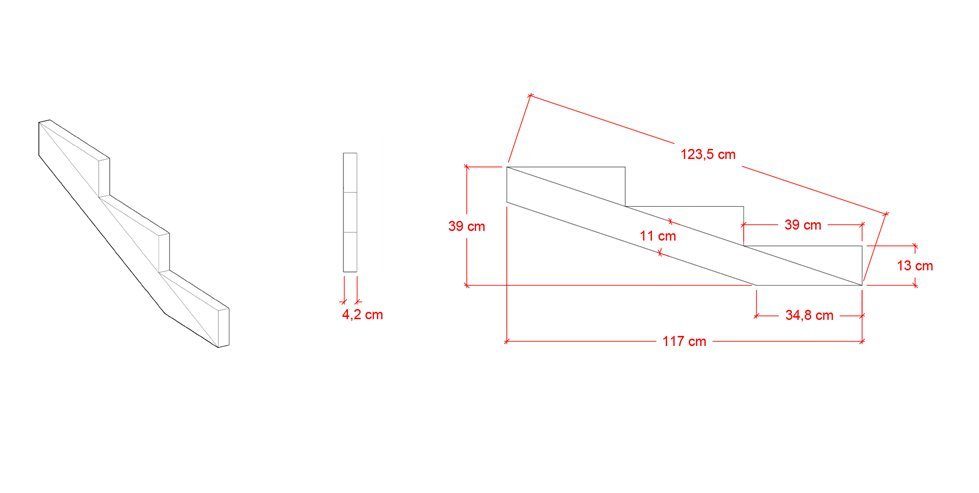 Gartenwelt Riegelsberger Außentreppe Treppenwange XL für Stufen Tiefe 39 cm Kiefer imprägniert